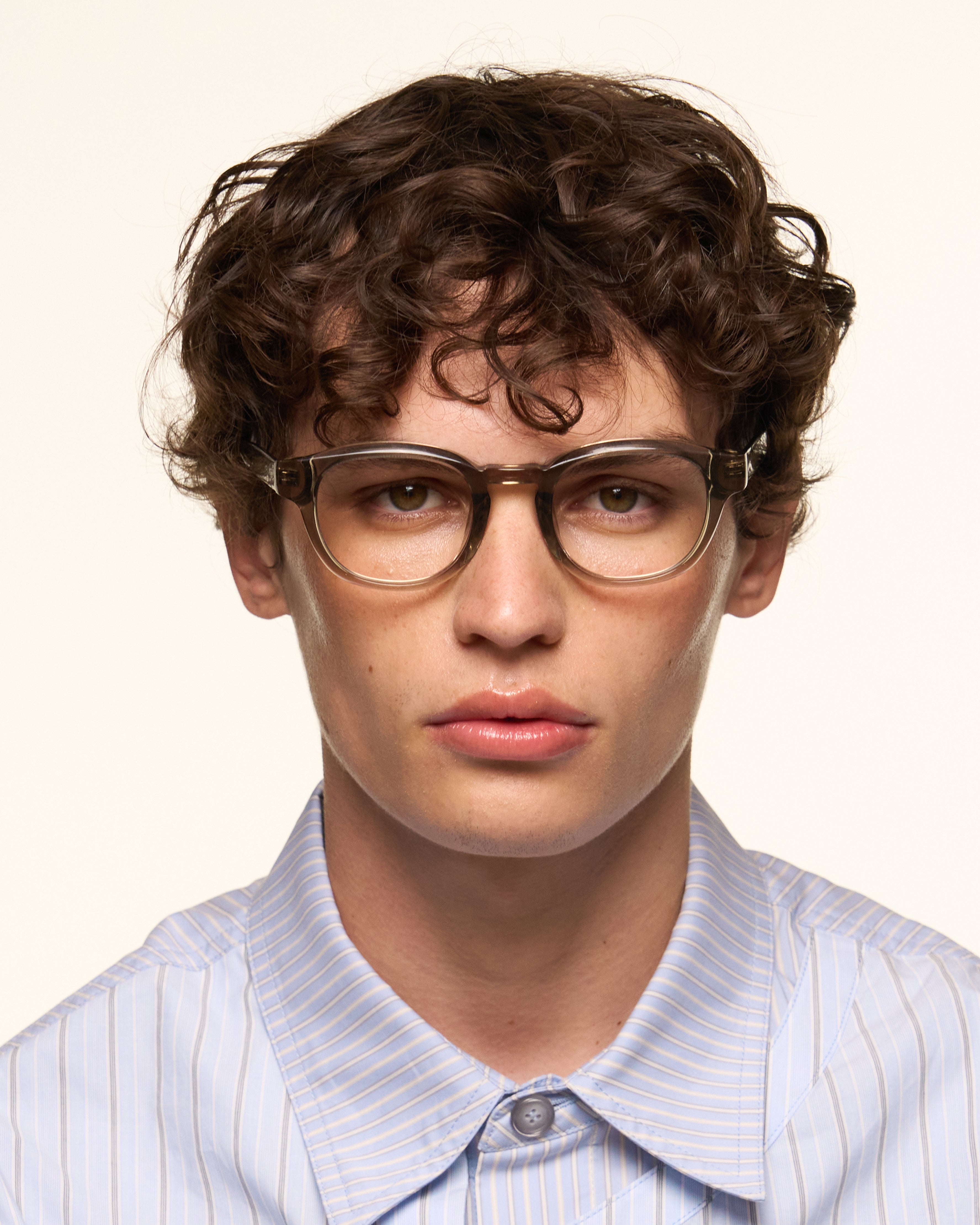 men Nobi Eyeglasses round Gray acetate