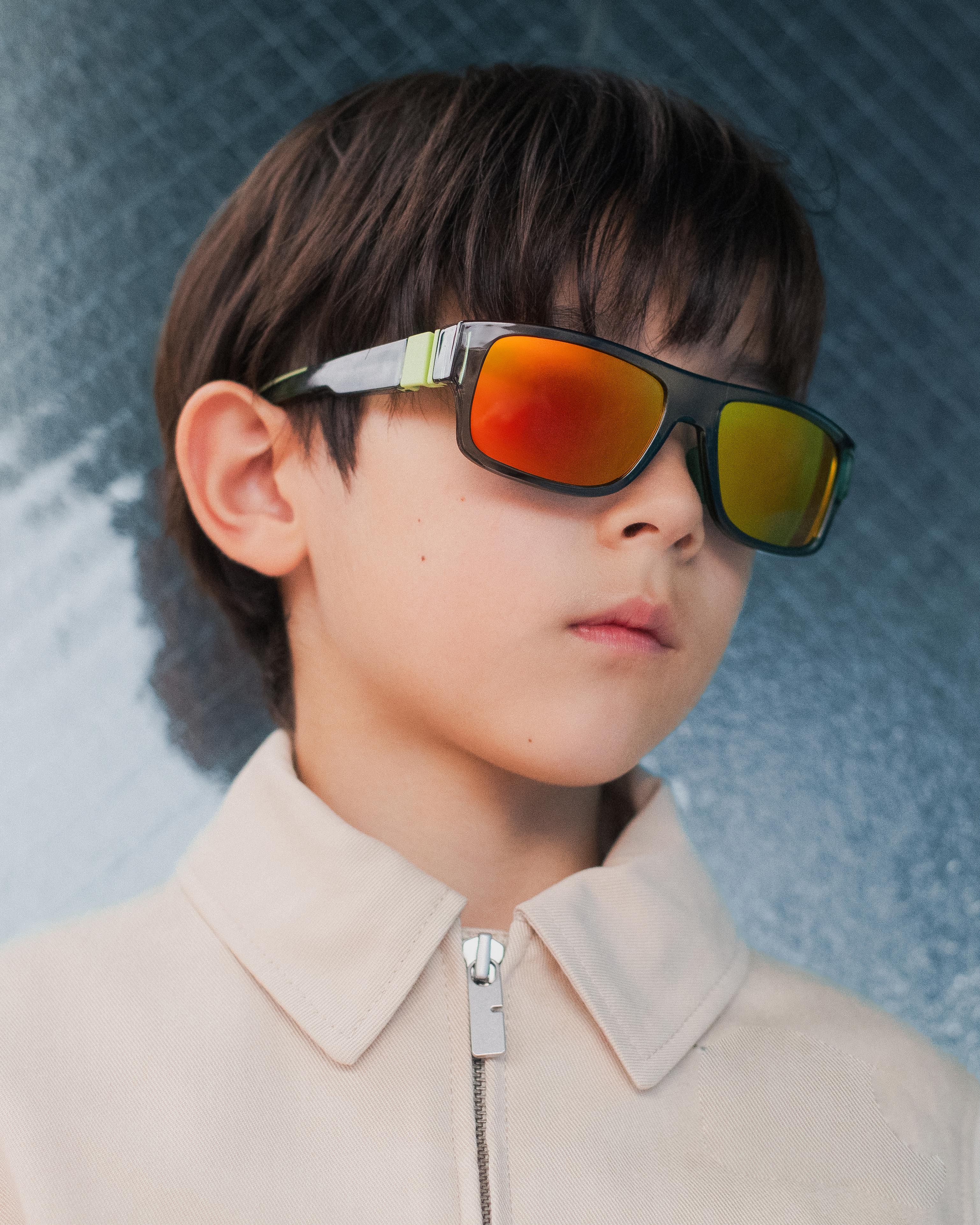 men Nolan Kids Sunglasses square Green recycled polyester