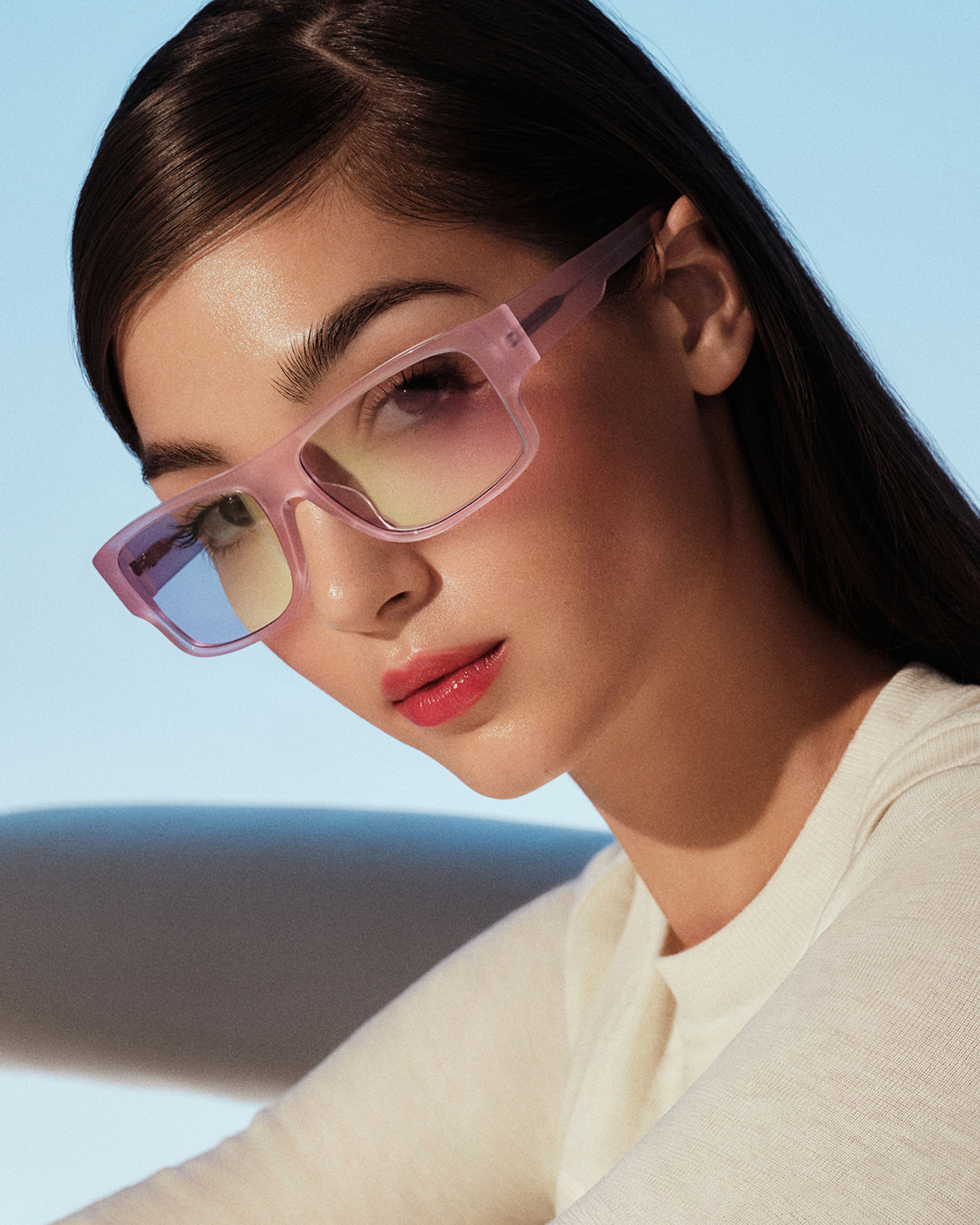 women Nolan Sunglasses square pink acetate