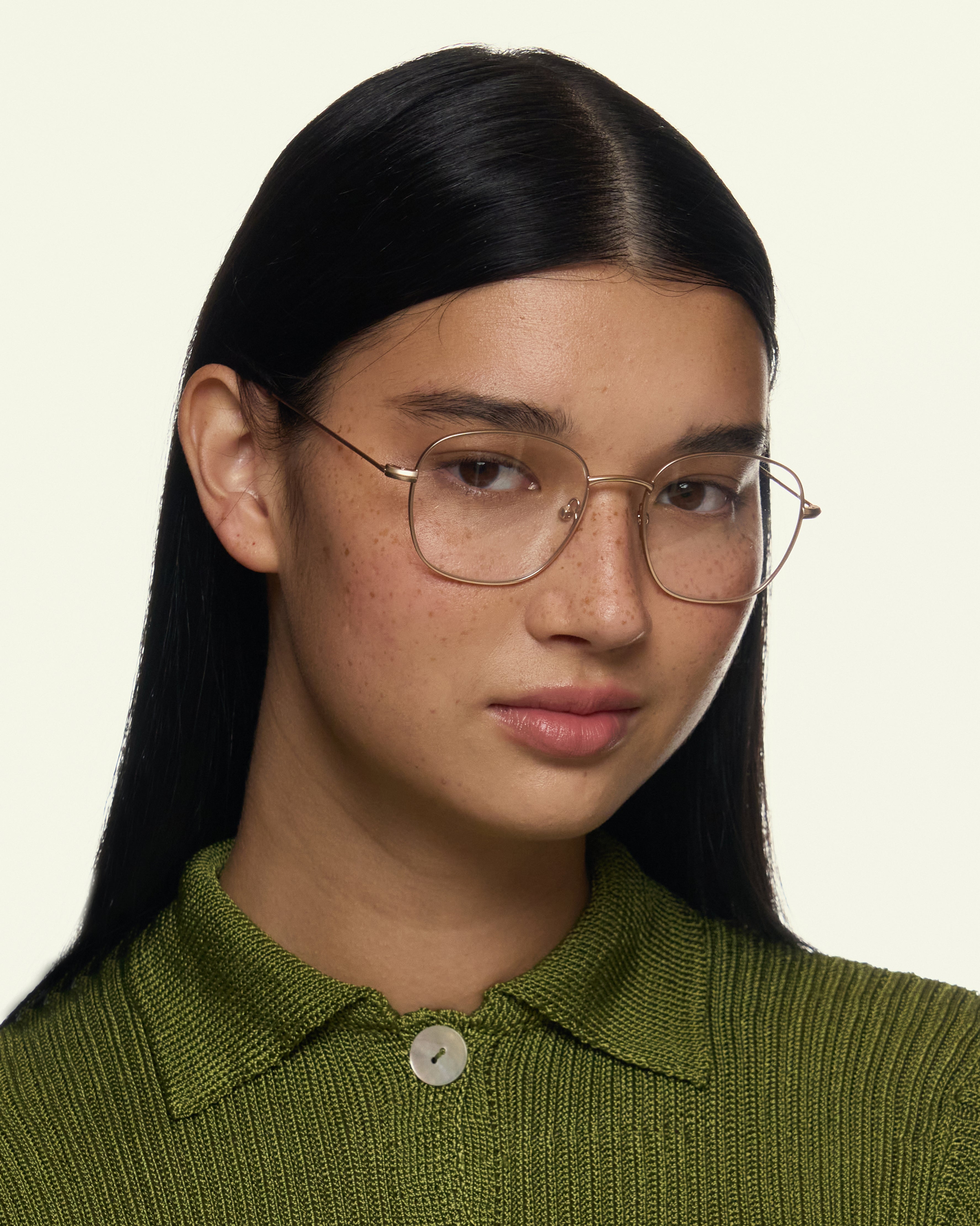 women Roosevelt Eyeglasses square gold metal