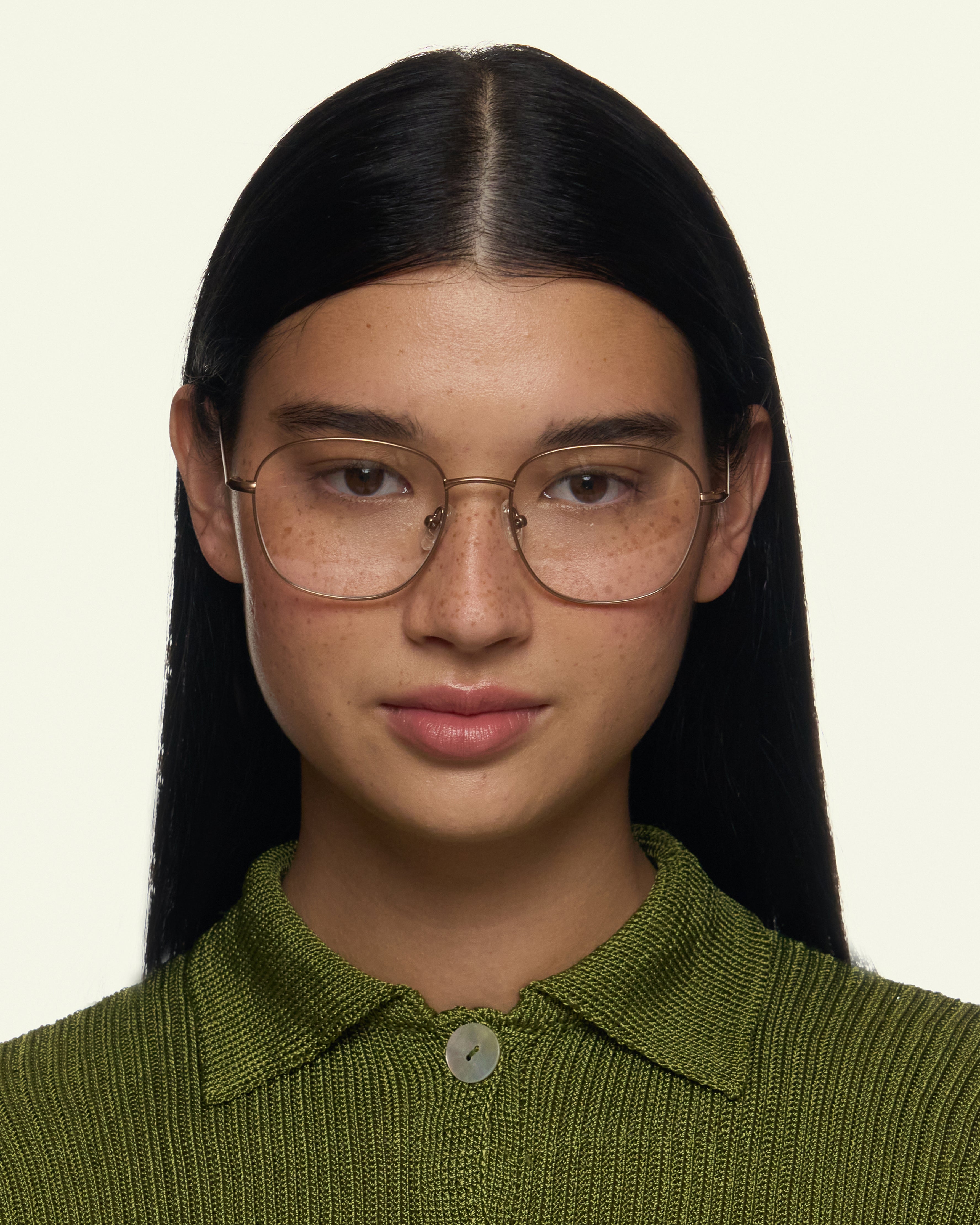 women Roosevelt Wide Eyeglasses square brown metal