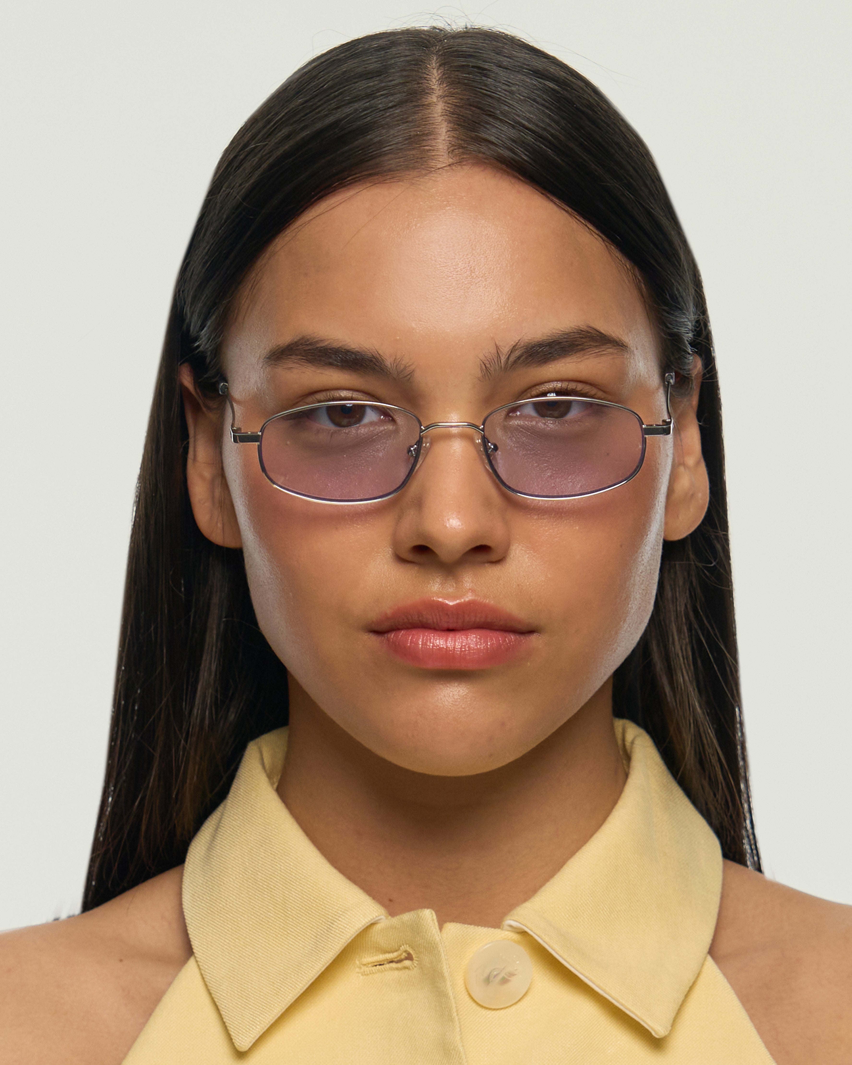 women Ryder Sunglasses rectangle silver metal