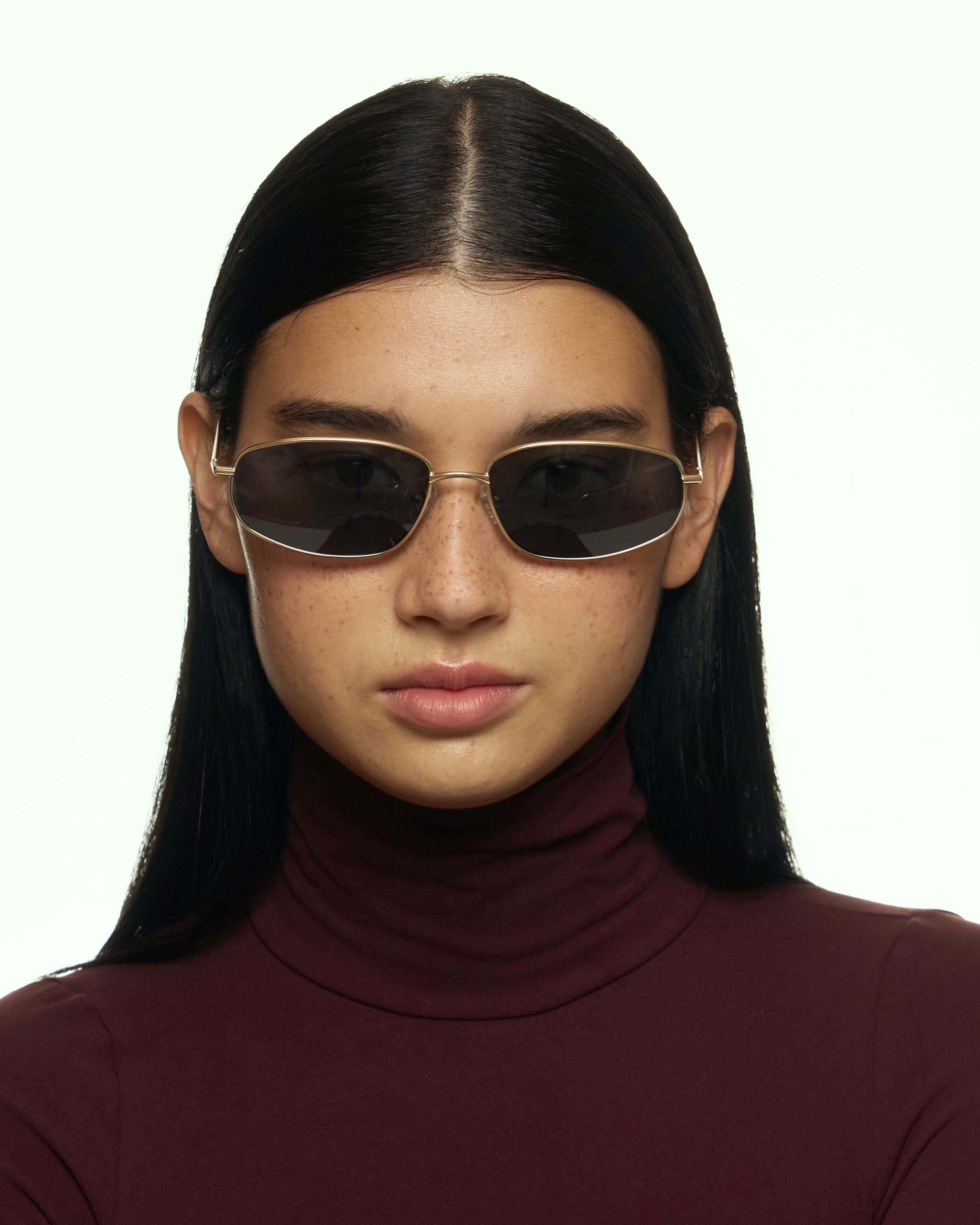 women Ryder Wide Sunglasses rectangle Gold metal