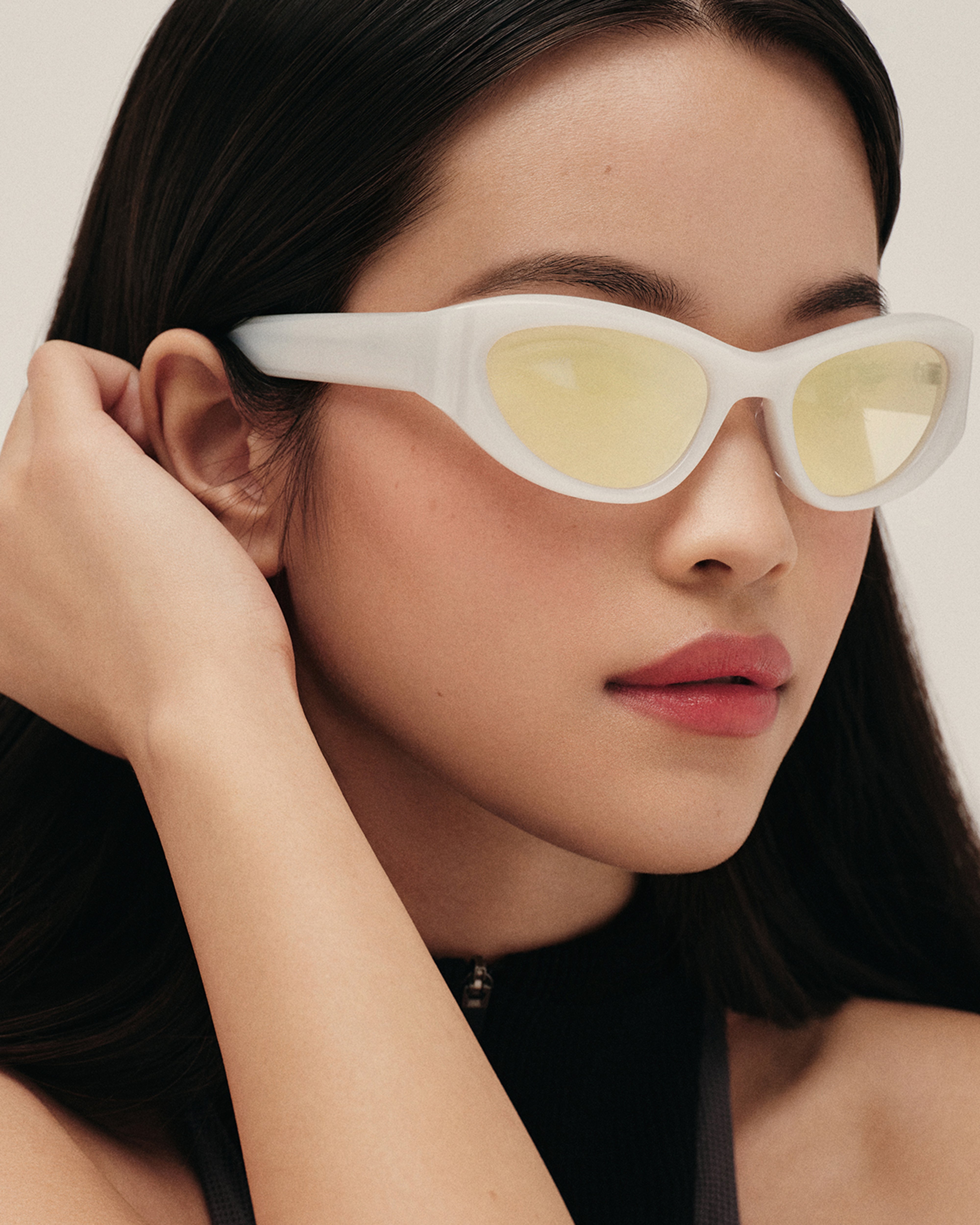 women Sol Sunglasses cateye white acetate