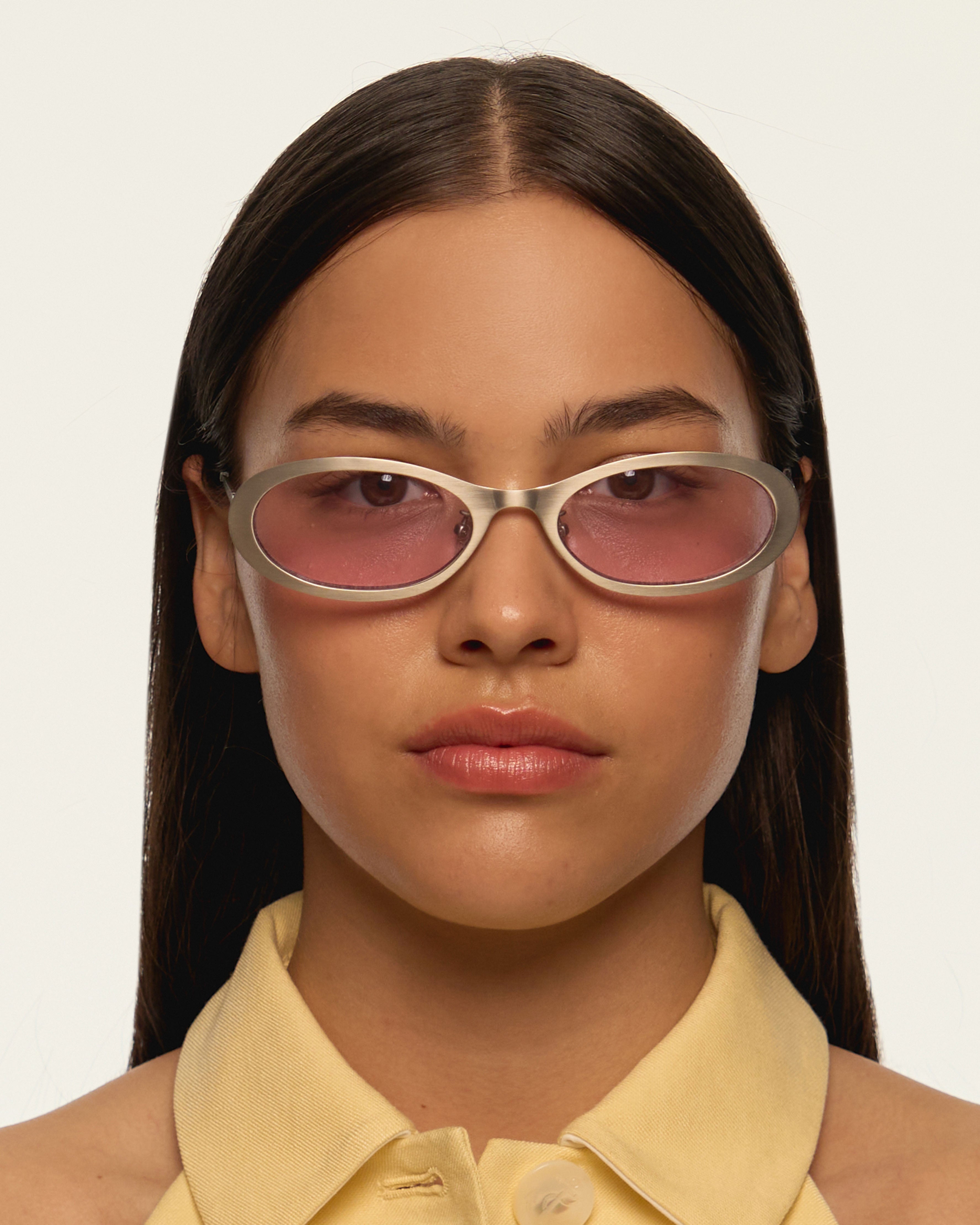 men Uma Sunglasses Oval Silver metal