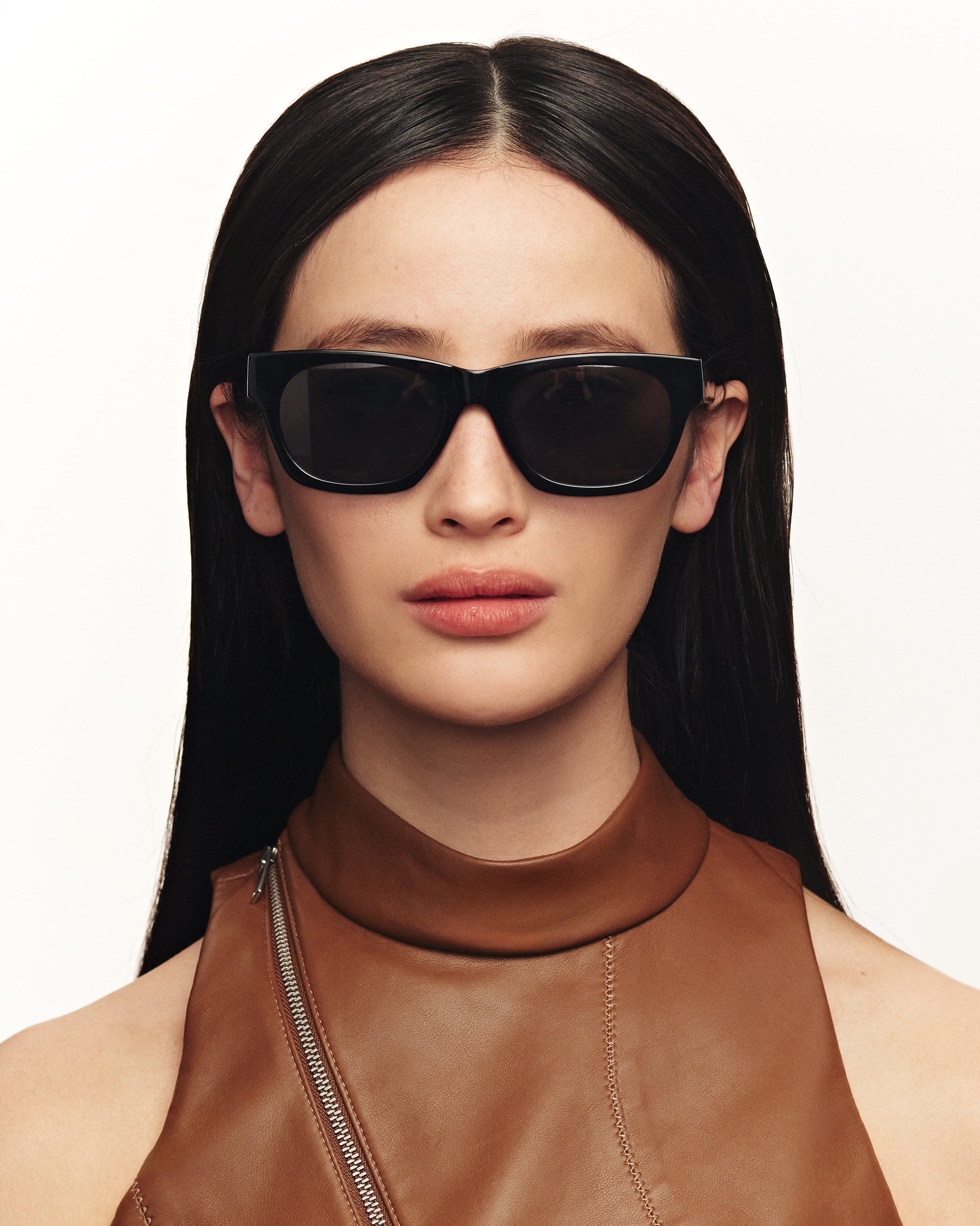 women Wolf Sunglasses rectangle black acetate