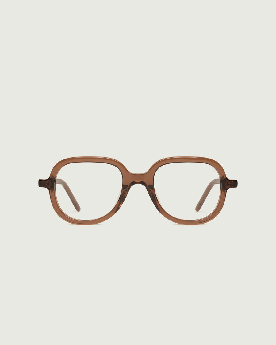 Apollo Eyeglasses round brown acetate front