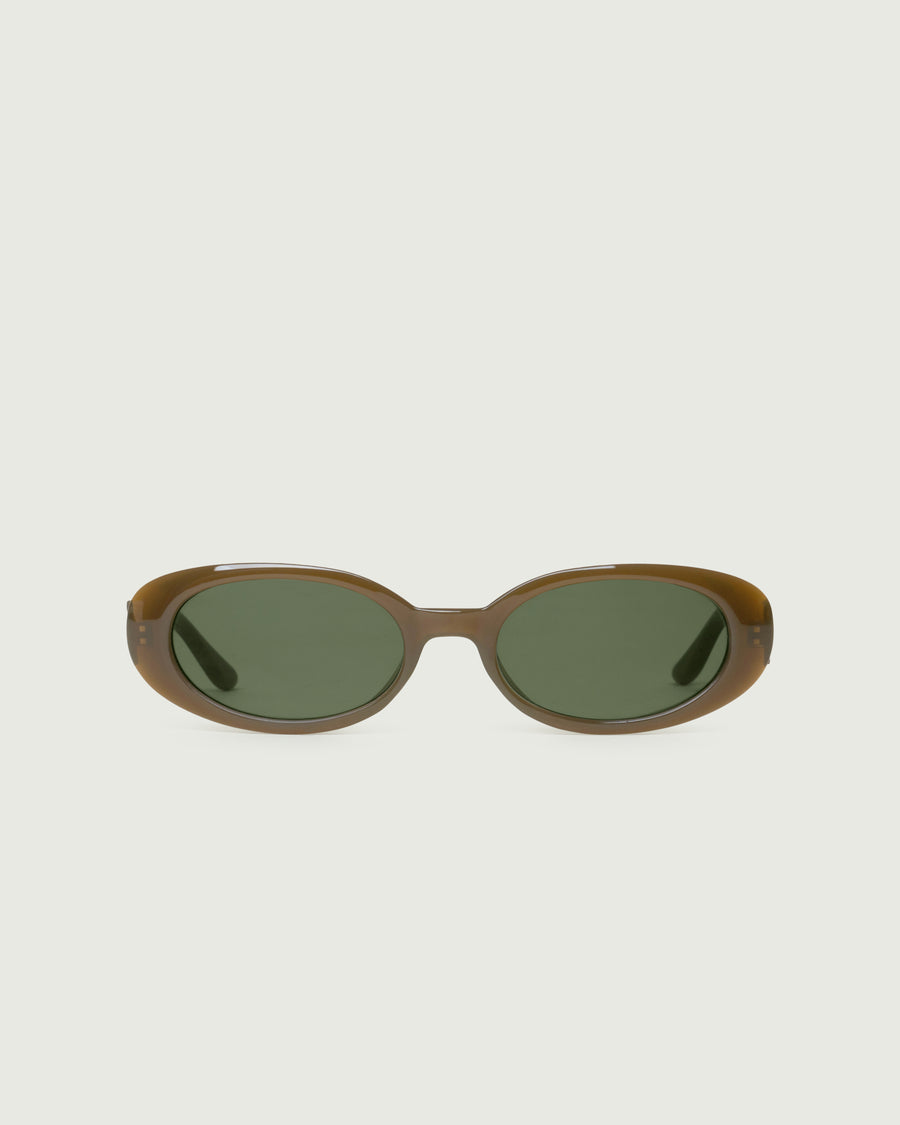 Devon  Sunglasses round green recycled polyester front