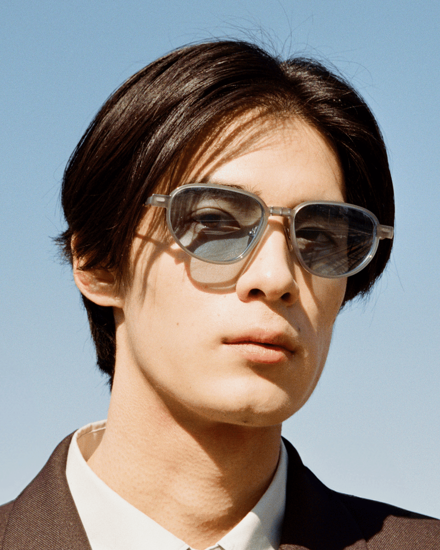 men Penn Clip-On Lenses Eyeglasses rectangle blue metal mobile full image 1