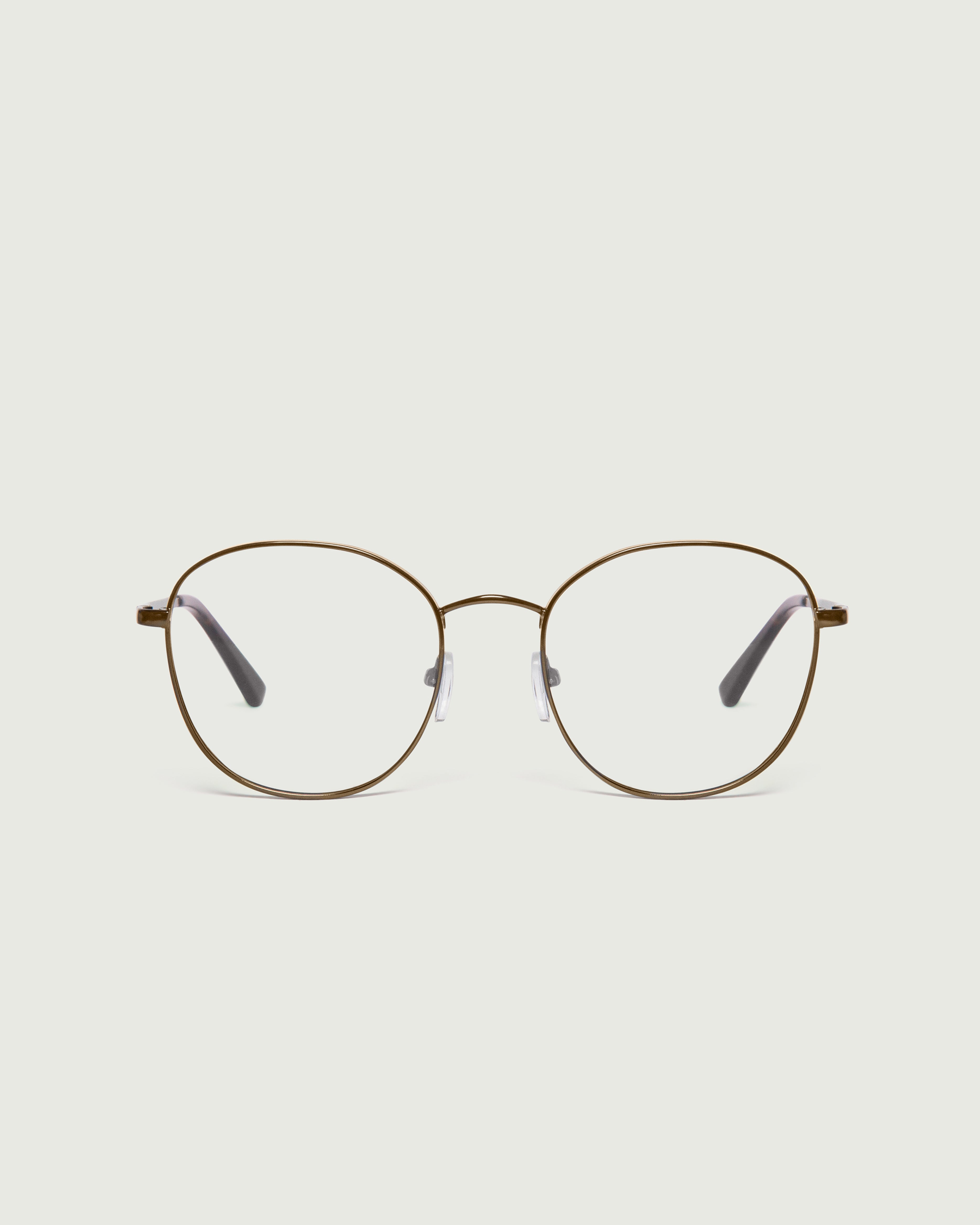 Rye::Abbot Eyeglasses round brown metal front