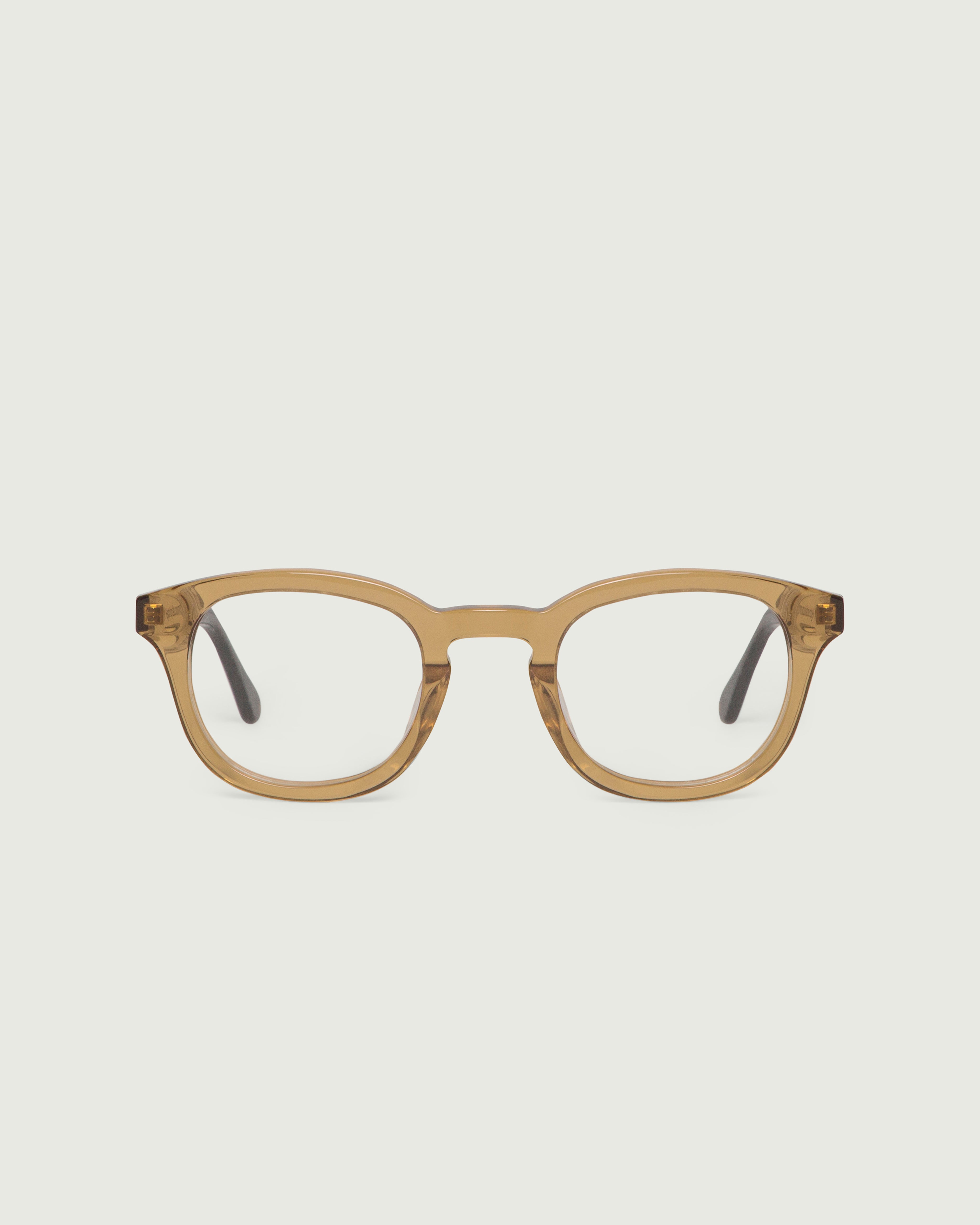 Saddle Tort::Atticus Eyeglasses round brown acetate front