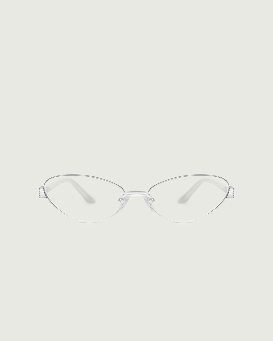 Kitty Eyeglasses cateye silver metal front