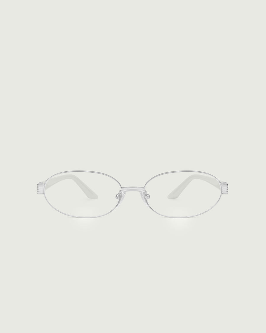 Penny Eyeglasses oval silver metal front