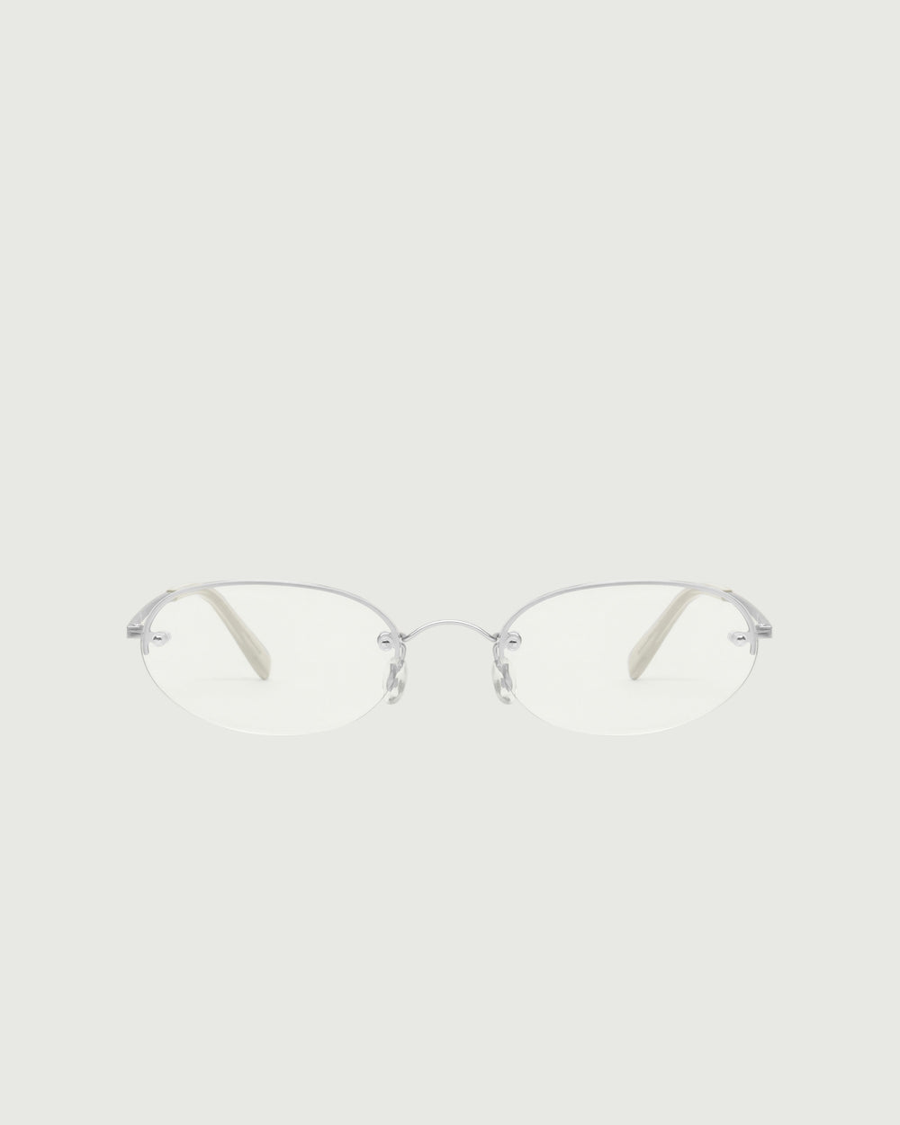 Silver::Harris Eyeglasses oval Gray stainless steel front