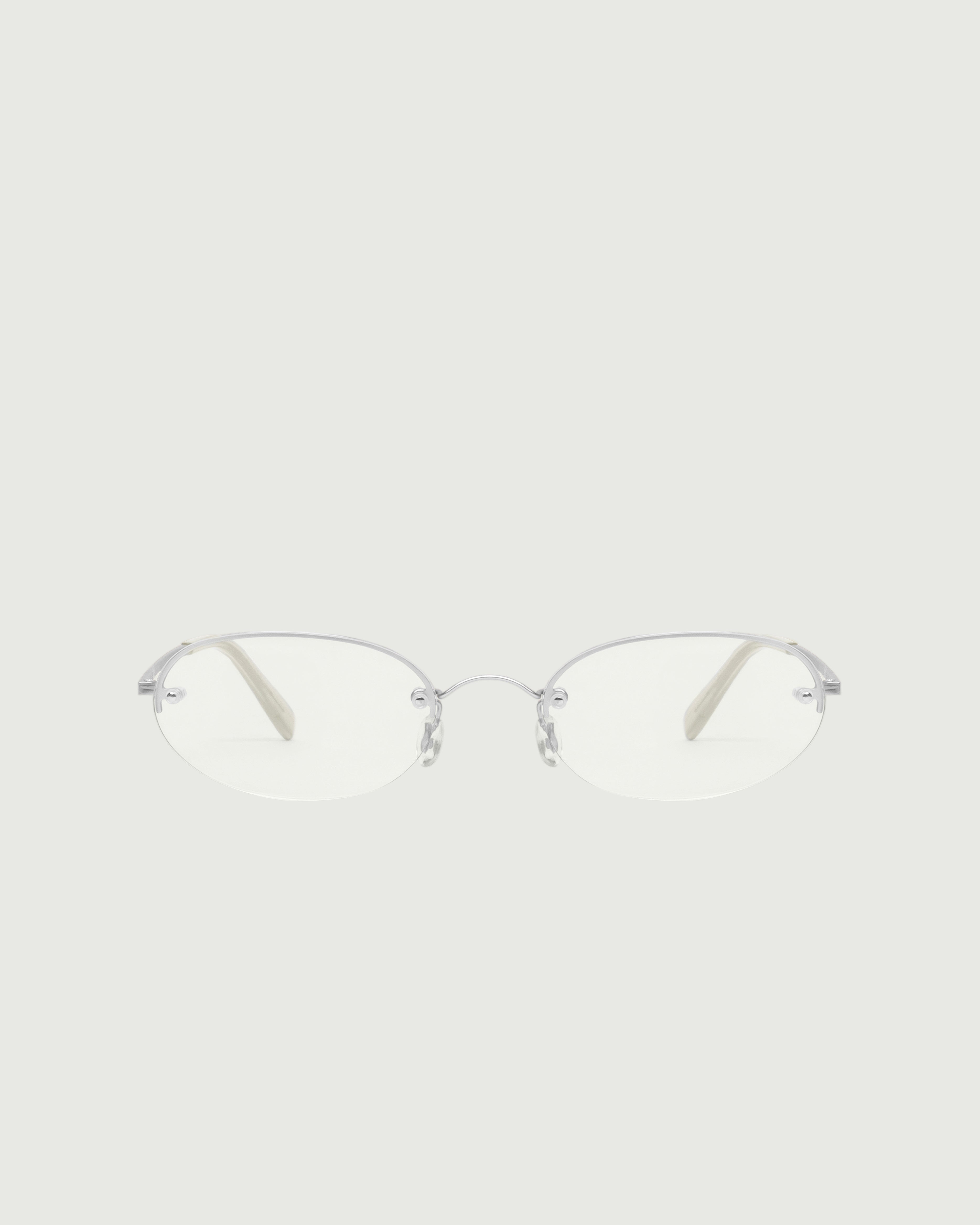 Silver::Harris Eyeglasses oval Gray stainless steel front