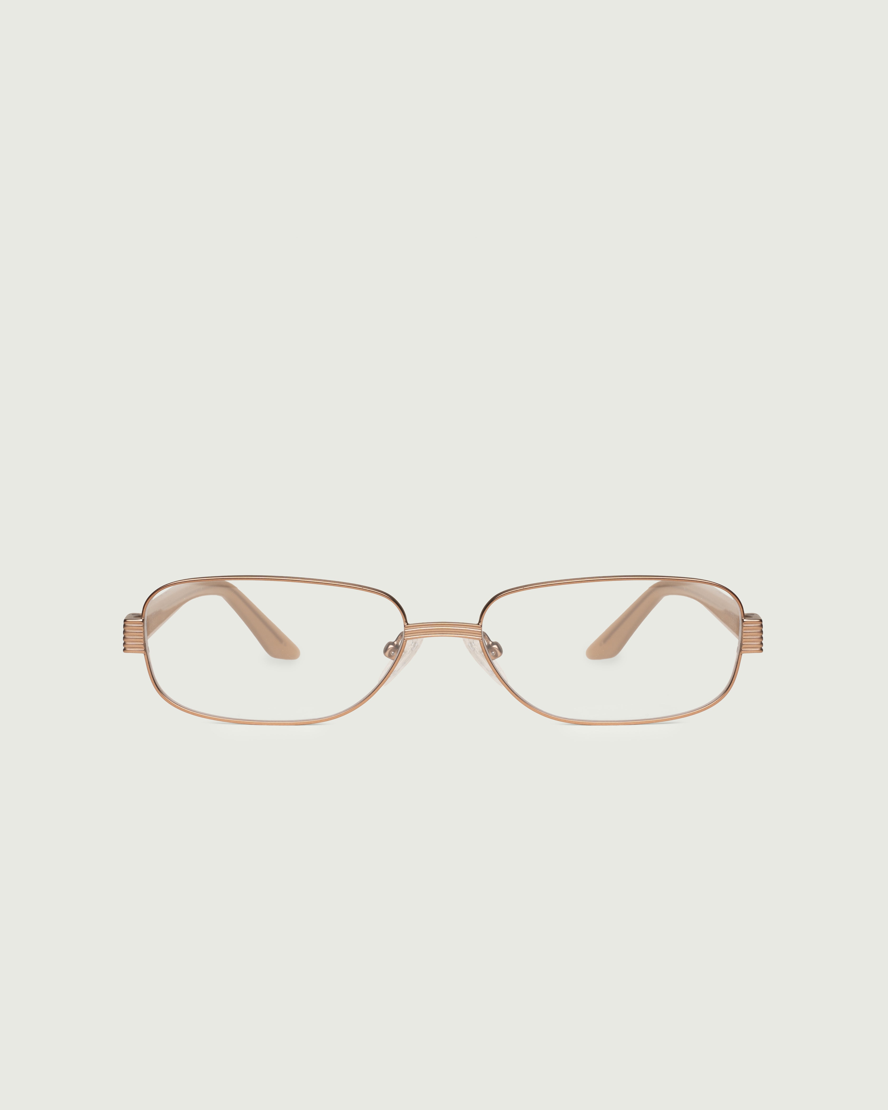 Tan::Andy Eyeglasses rectangle brown metal front