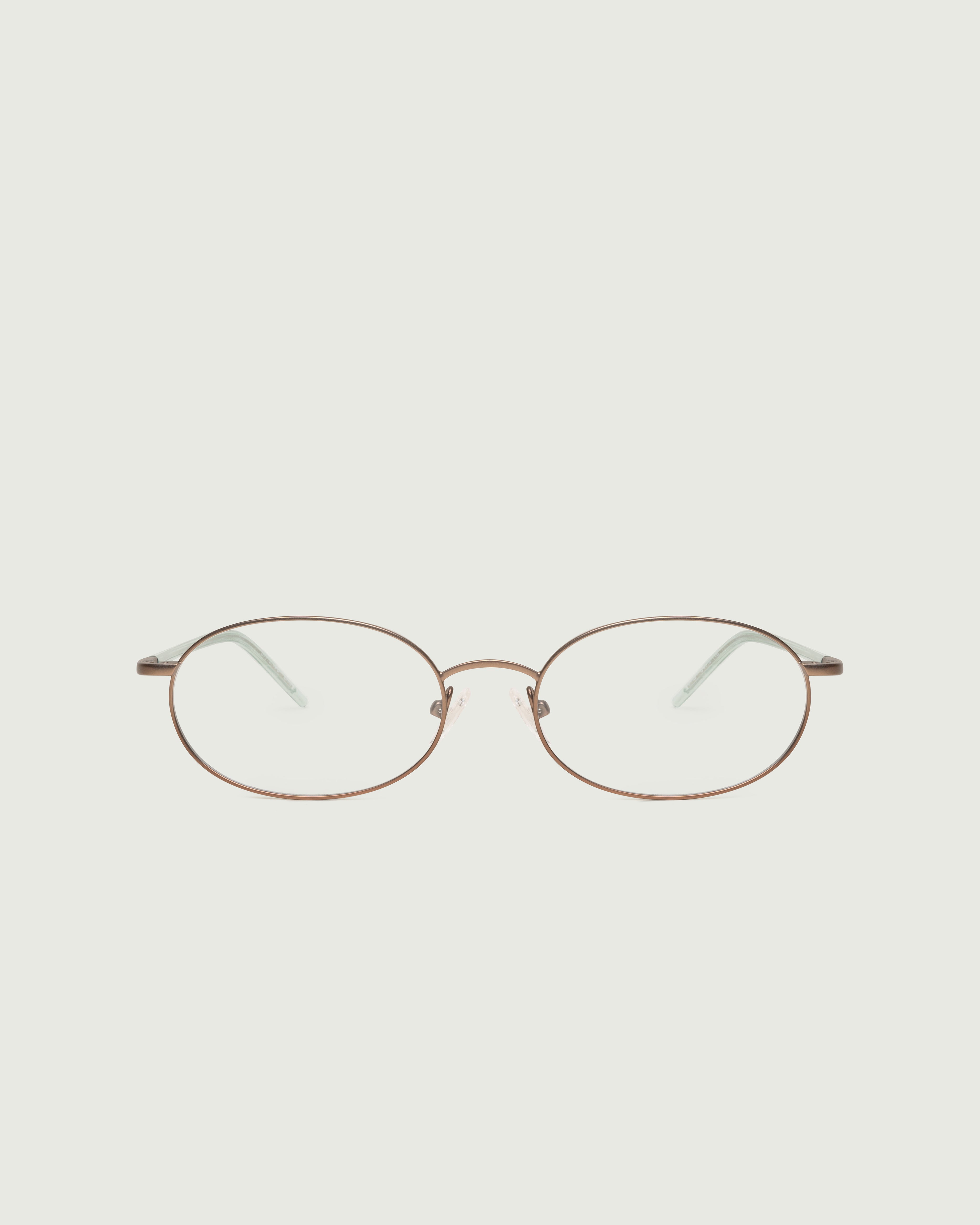 Tan::Enid Eyeglasses oval brown metal front