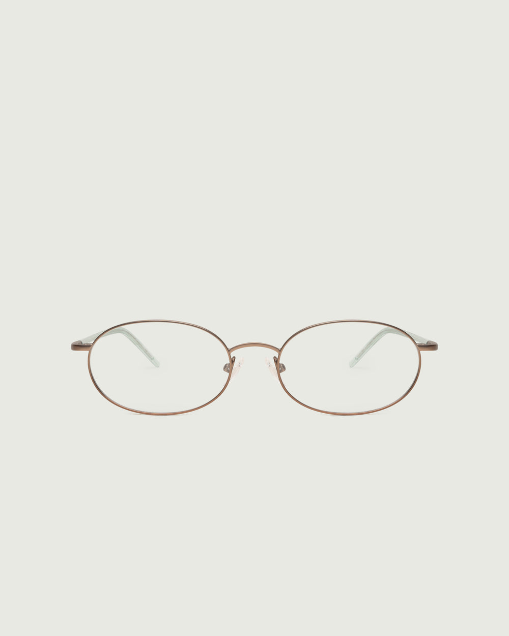 Tan::Enid Eyeglasses oval brown metal front