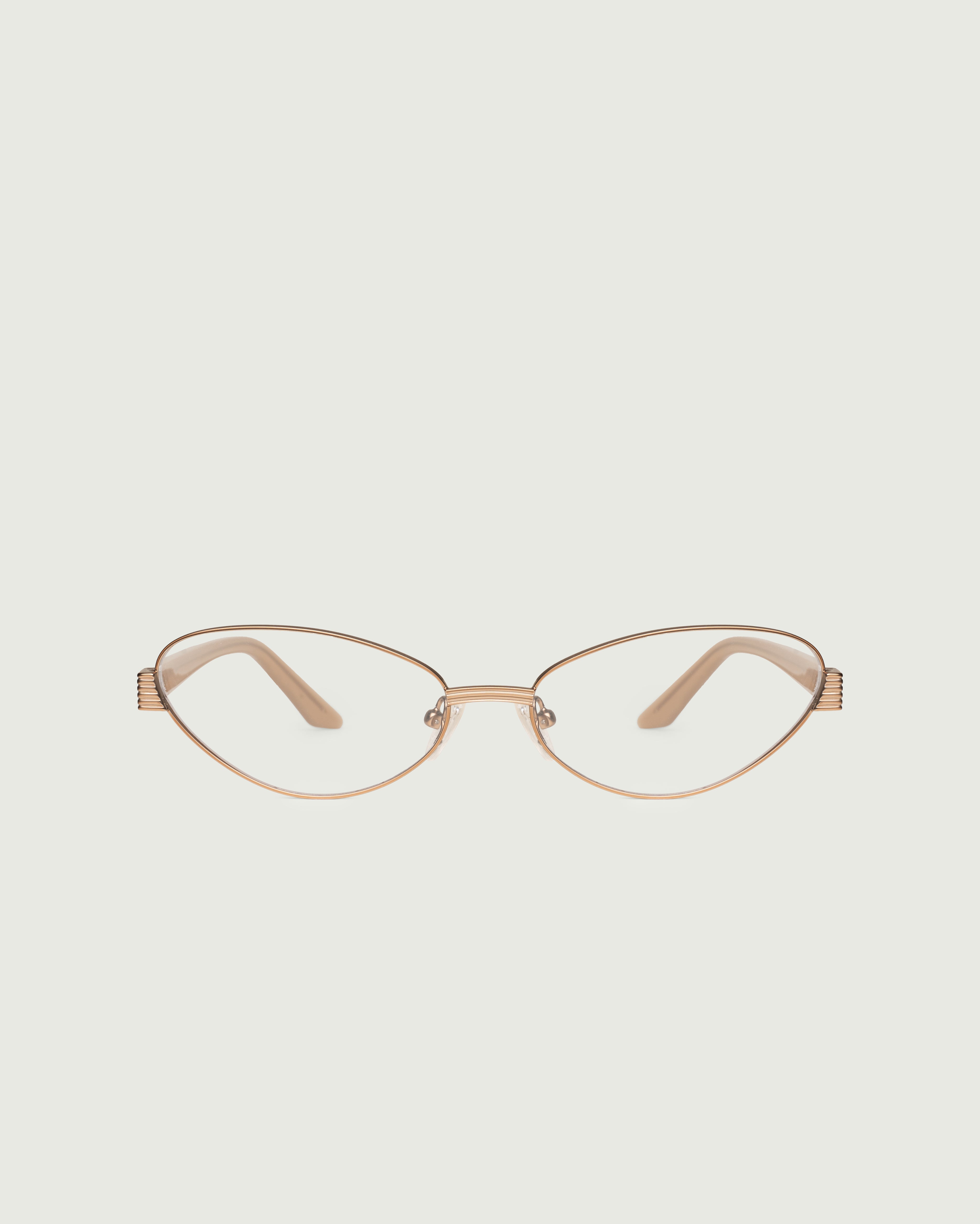 Tan::Kitty Eyeglasses cateye brown metal front