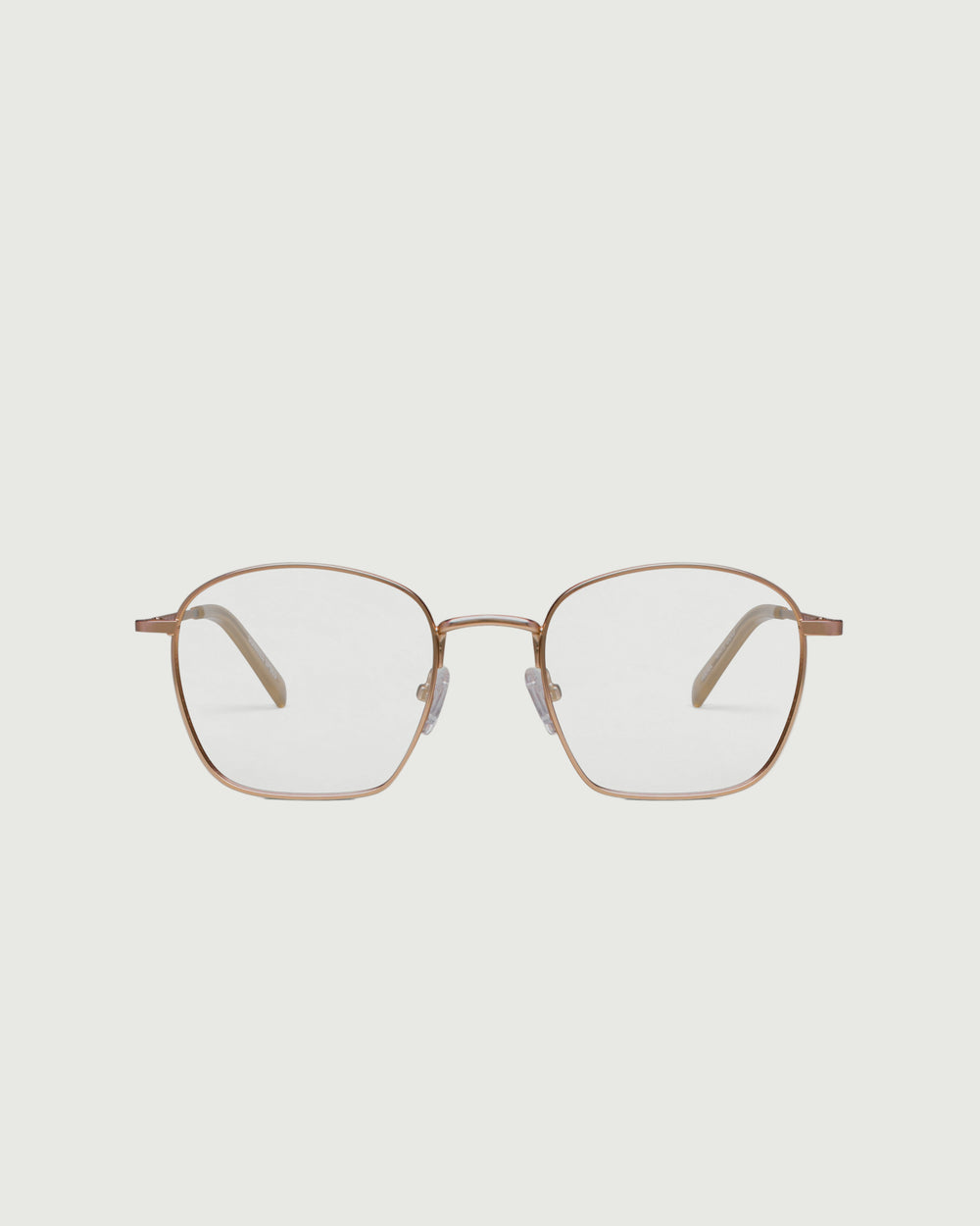 Tan::Akira Eyeglasses square brown metal front