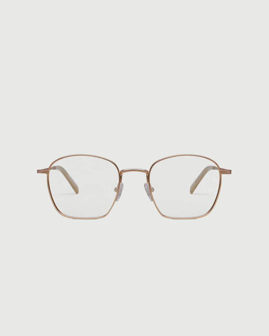 Akira Eyeglasses square brown metal front