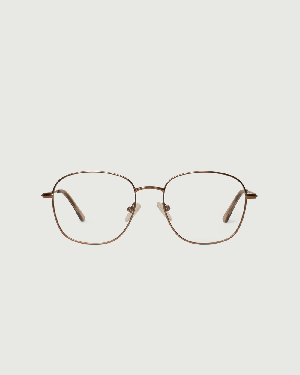 Tan::Roosevelt Wide Eyeglasses square brown metal front