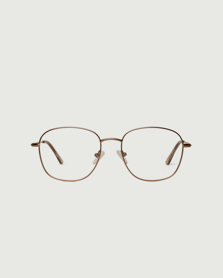Roosevelt Wide Eyeglasses square brown metal front