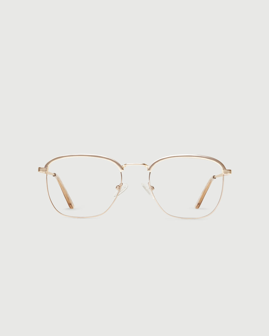 Clyde Wide Eyeglasses browline gold metal front
