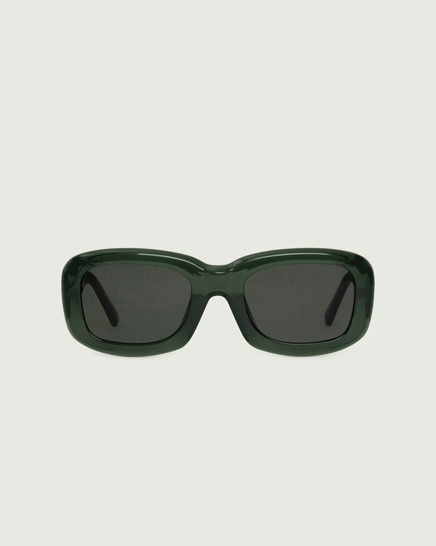 Liv Sunglasses square green recycled polyester front