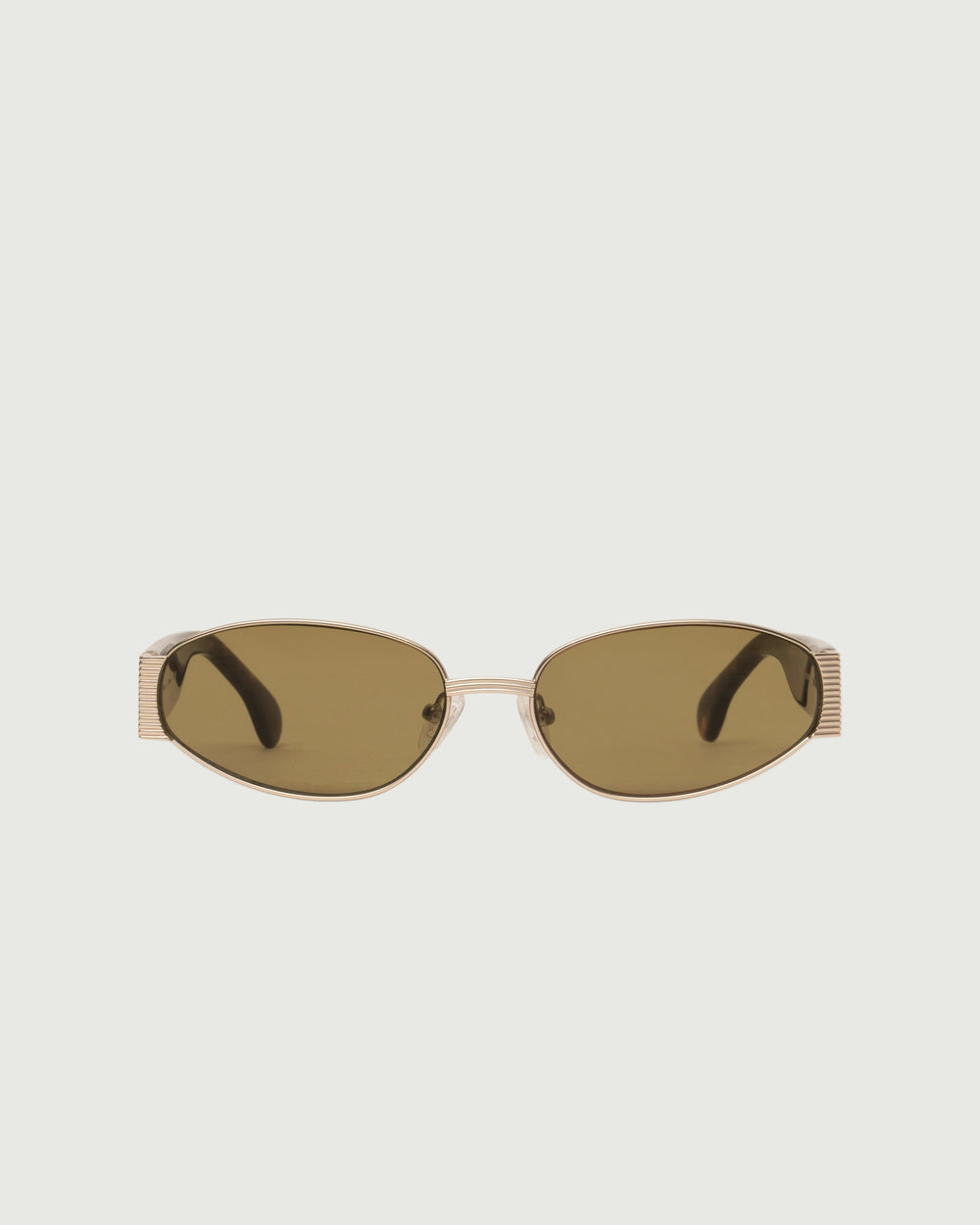 White Gold Chartreuse::Rue Sunglasses cateye Gold metal front