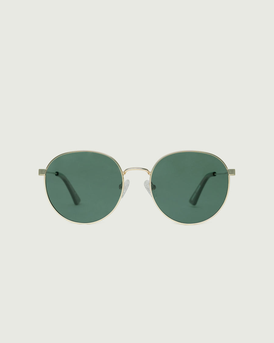 Leon Sunglasses round gold metal front