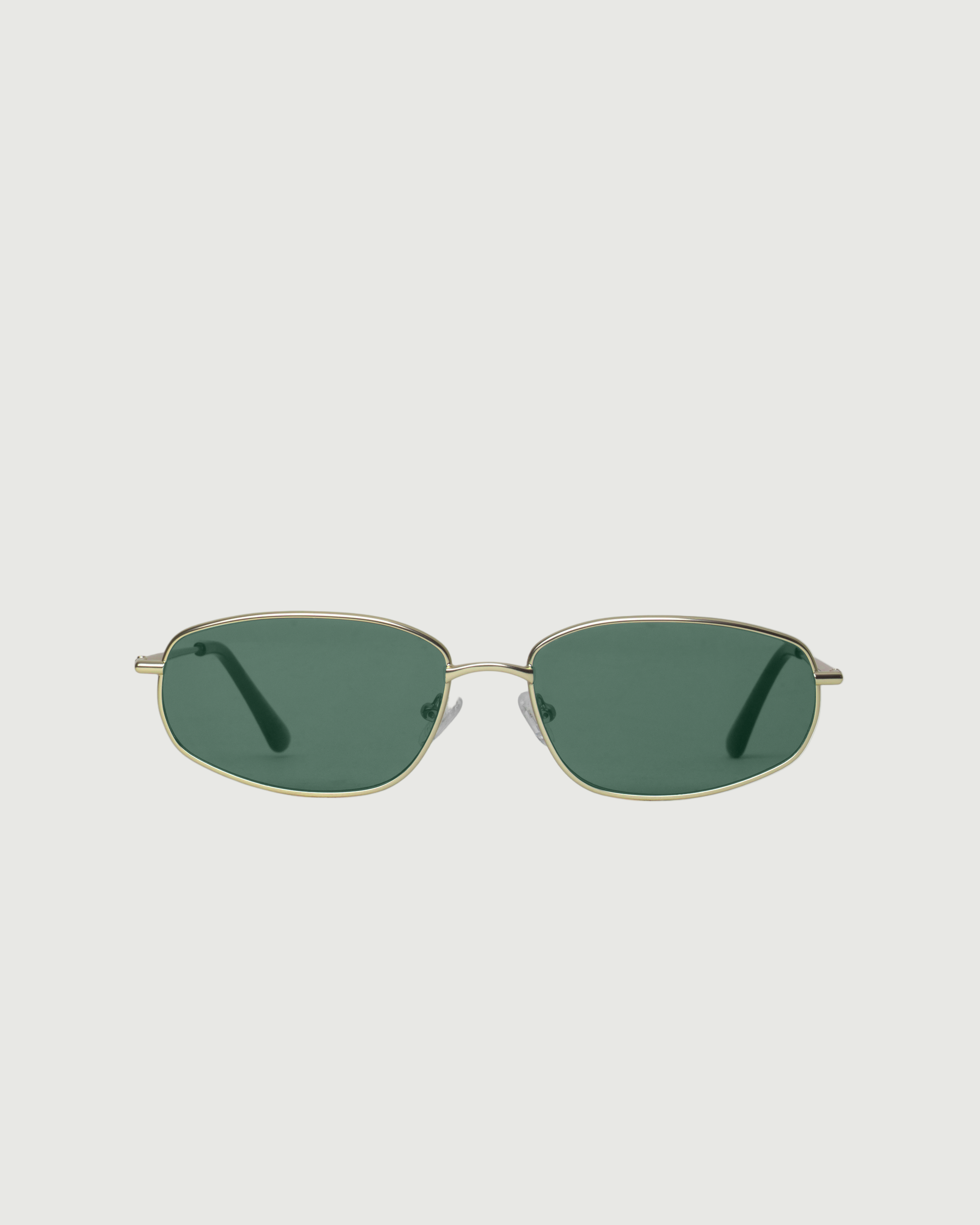 White-Gold::Ryder Wide Sunglasses rectangle Gold metal front