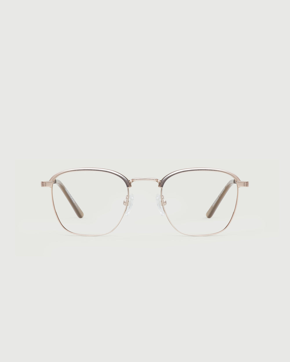 White Gold::Clyde Eyeglasses square gold metal front
