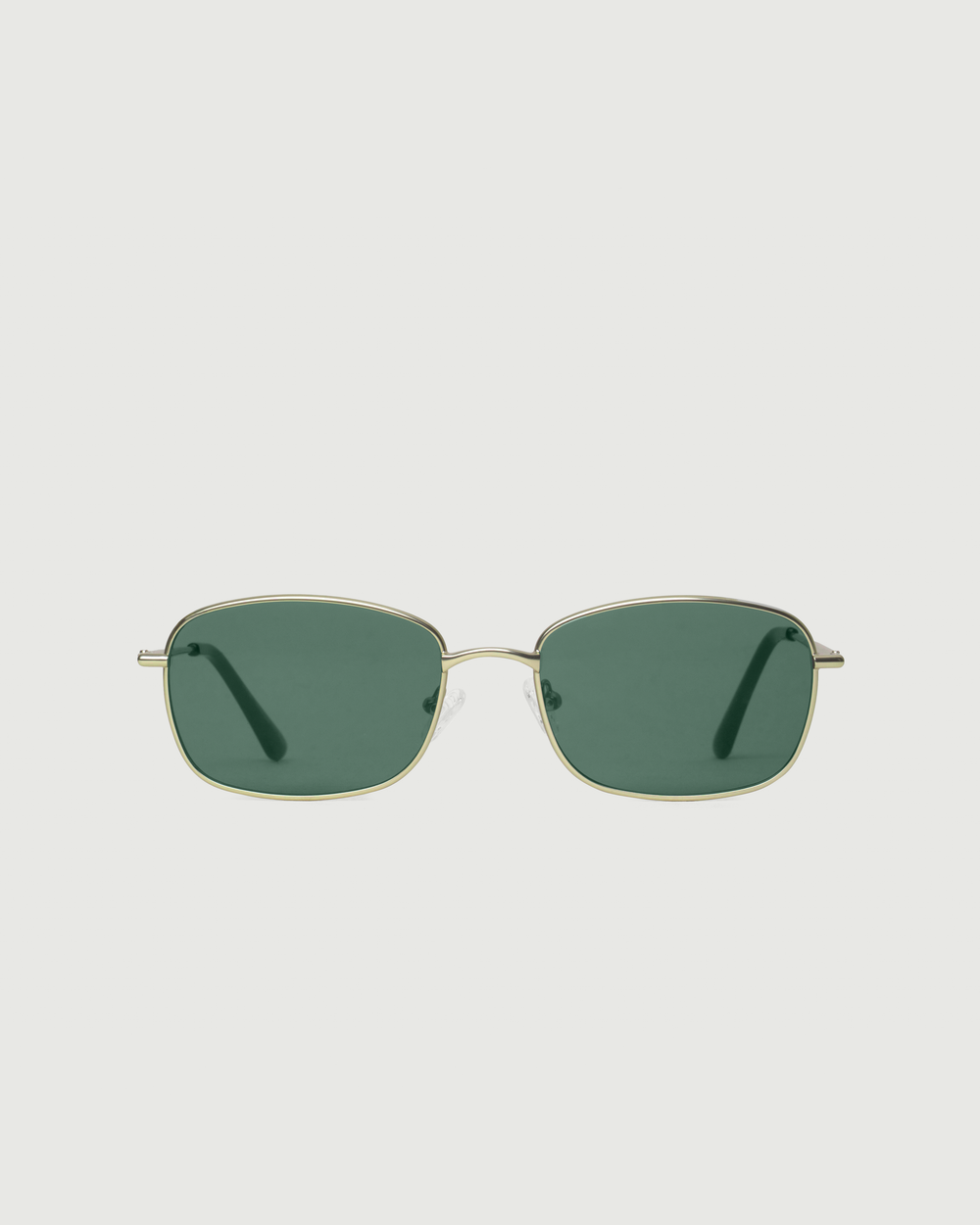 White-Gold::Emman Sunglasses rectangle gold metal front