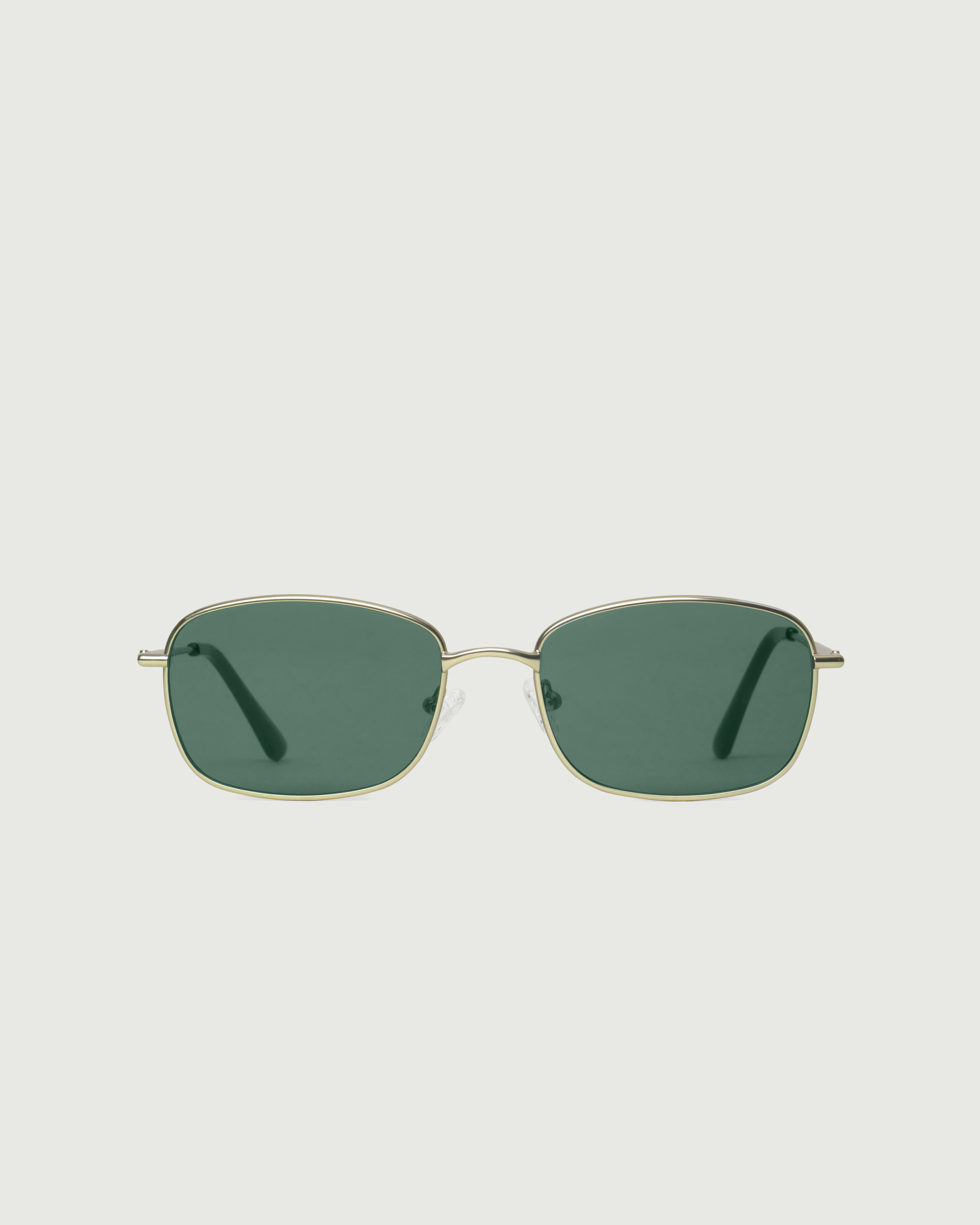 White-Gold::Emman Sunglasses rectangle gold metal front