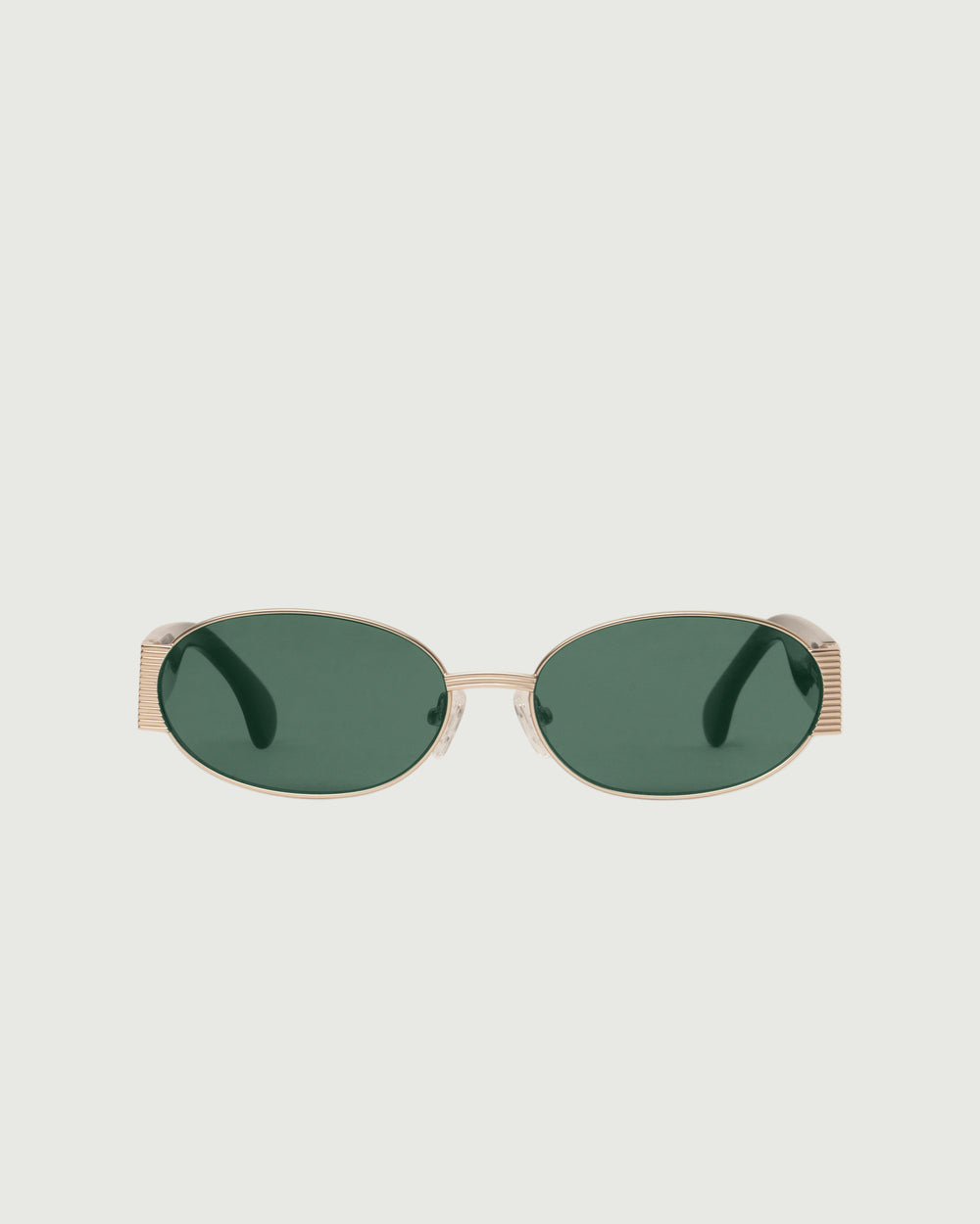 White Gold Pond::Moya Sunglasses oval Gold metal front