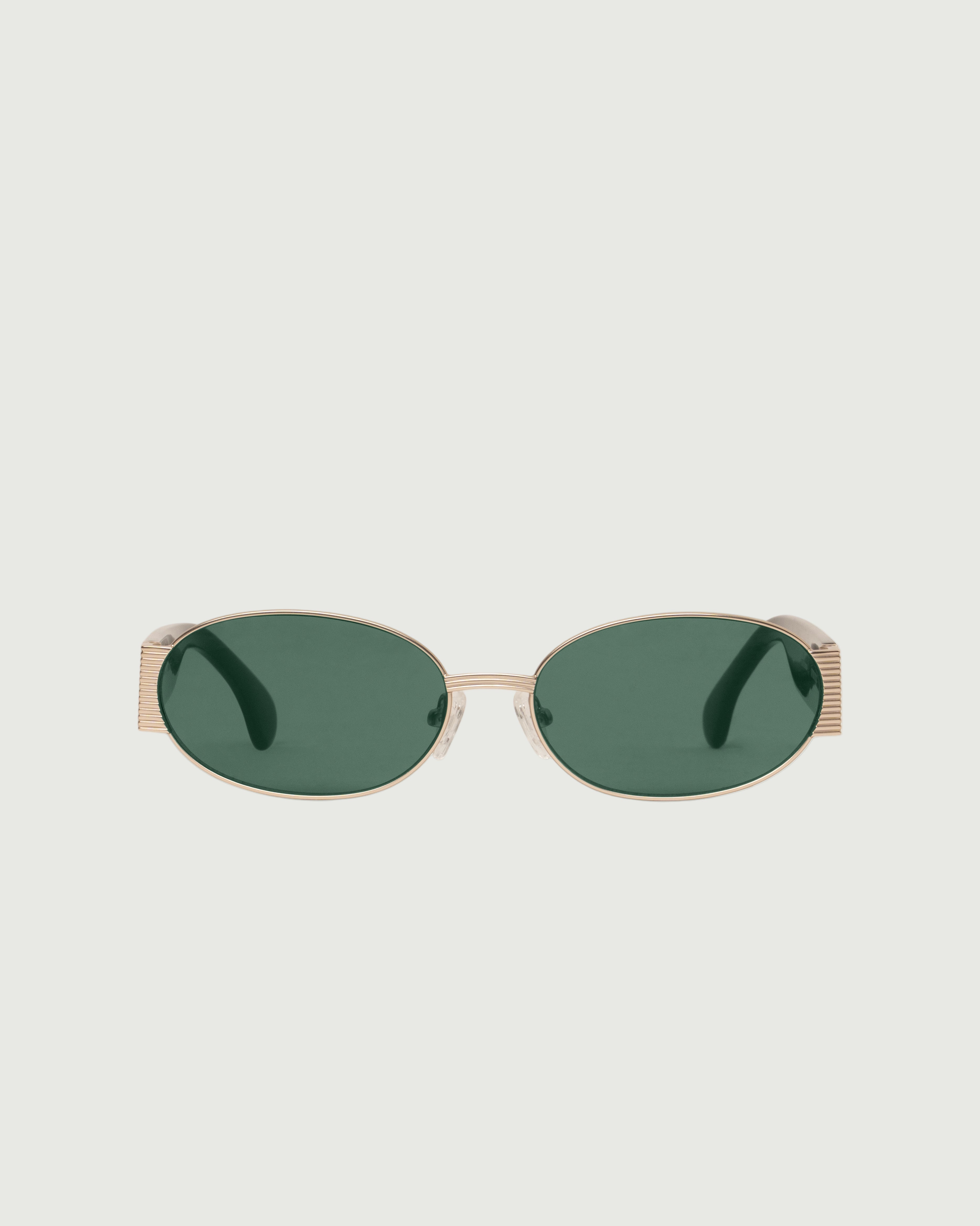 White Gold Pond::Moya Sunglasses oval Gold metal front