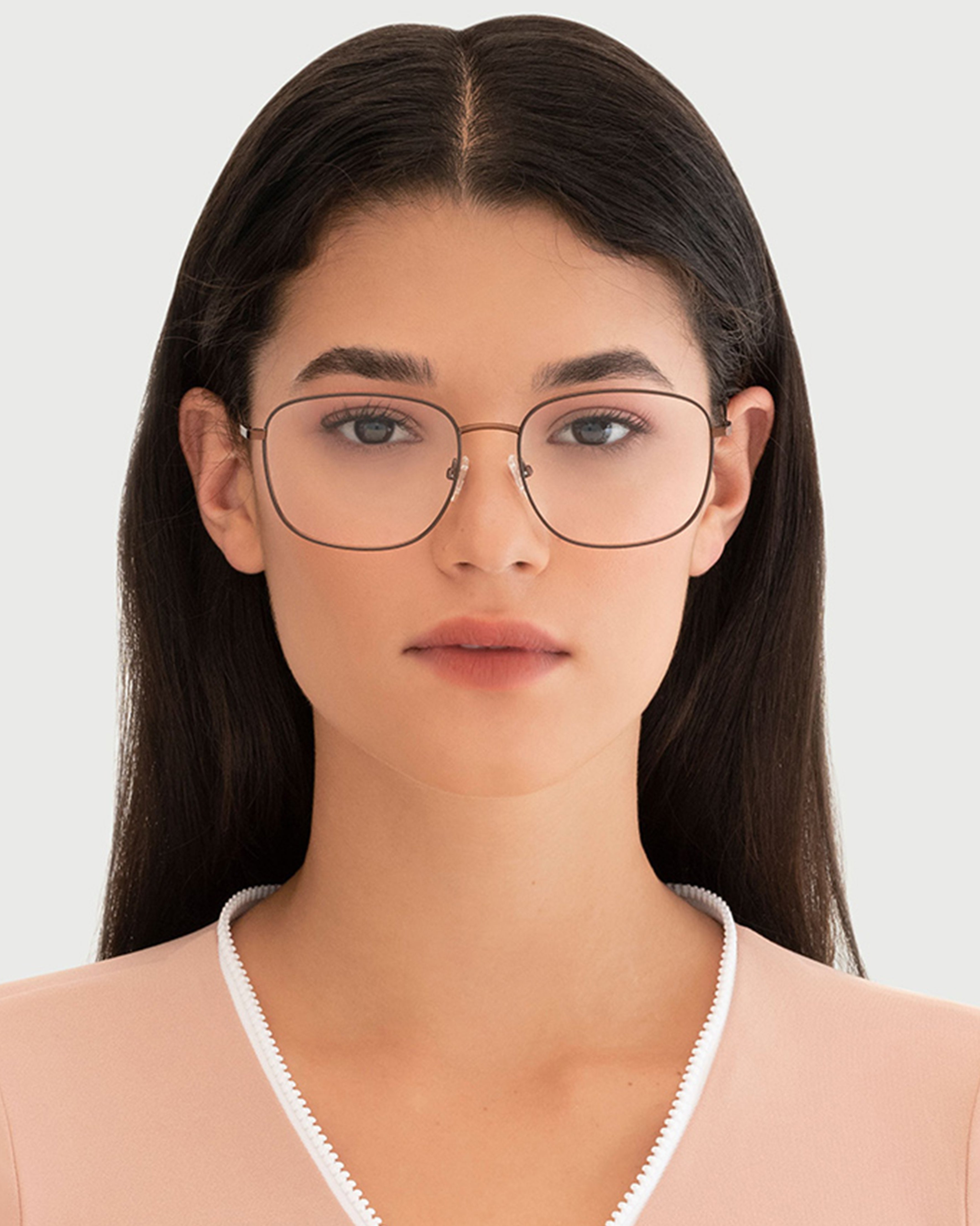 women Henri Eyeglasses square brown metal