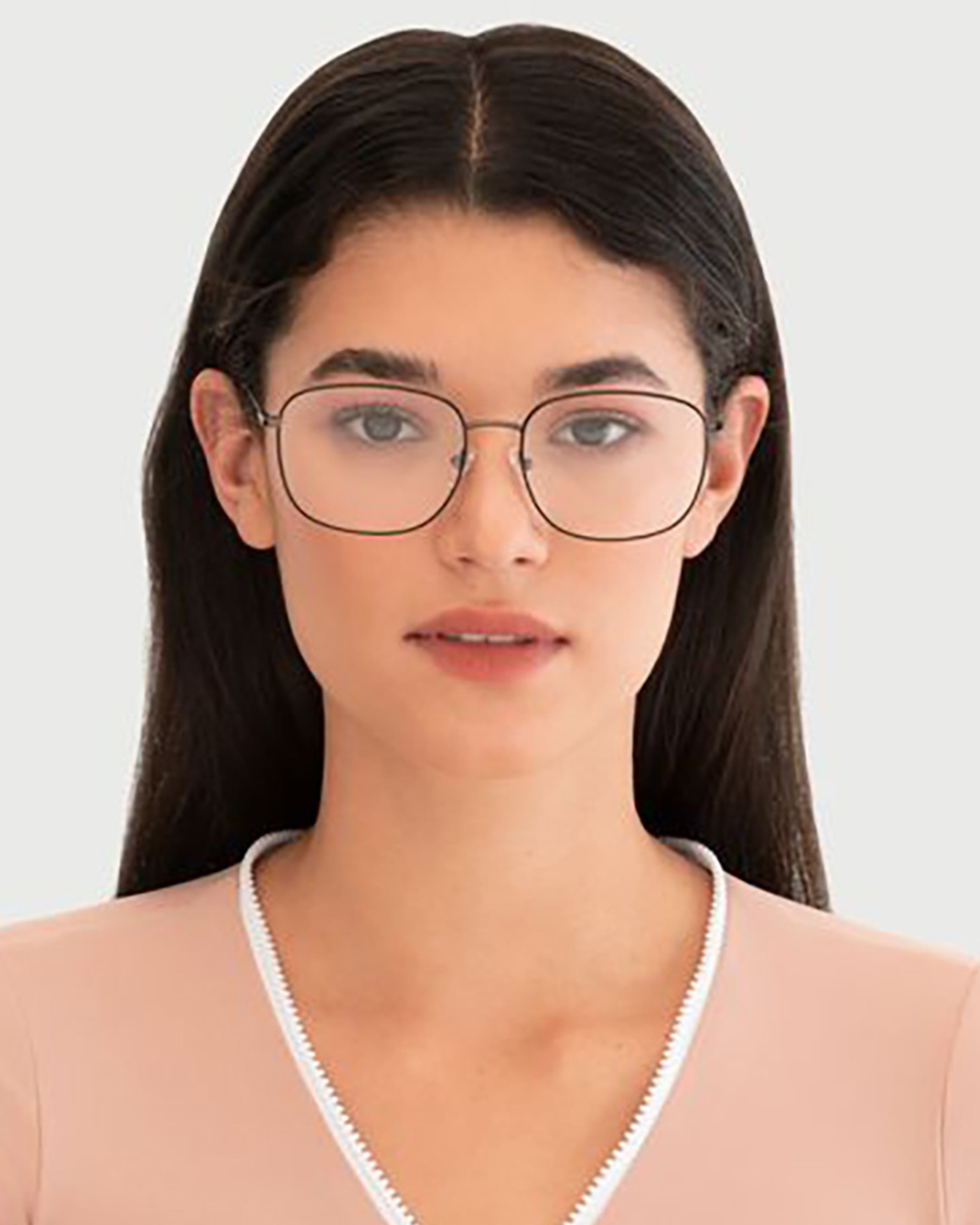 women Henri Eyeglasses square black metal