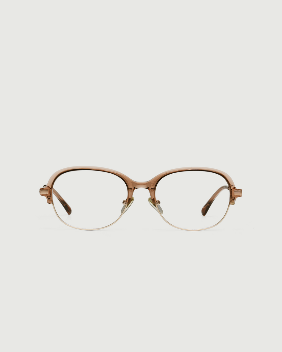 Penelope Eyeglasses Round Brown castor seed front