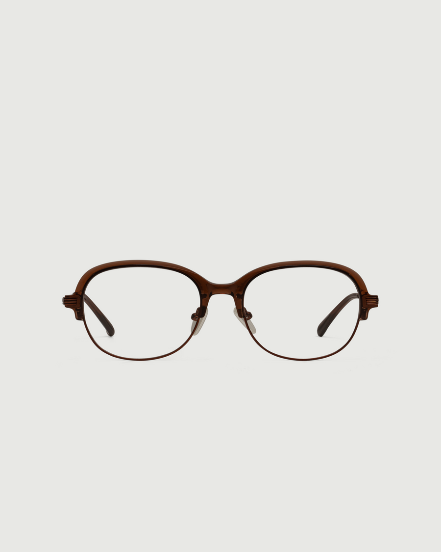 Penelope Eyeglasses Round Brown castor seed front