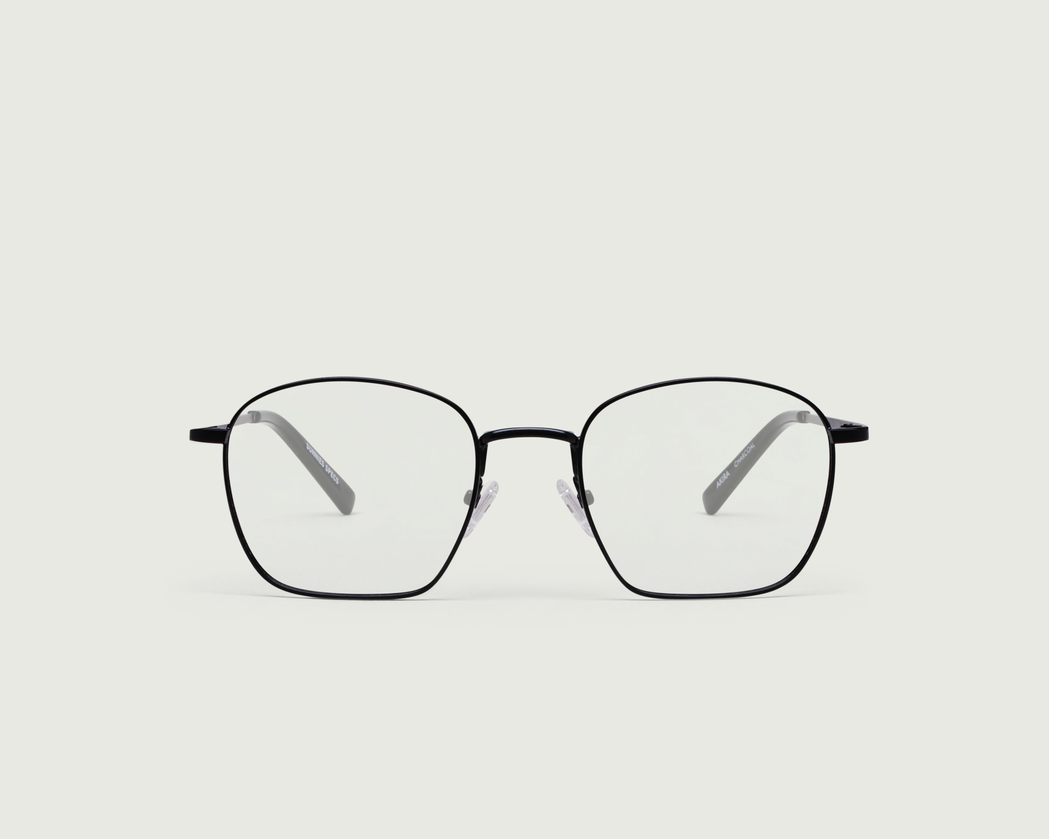 Charcoal::Akira Eyeglasses square black metal front