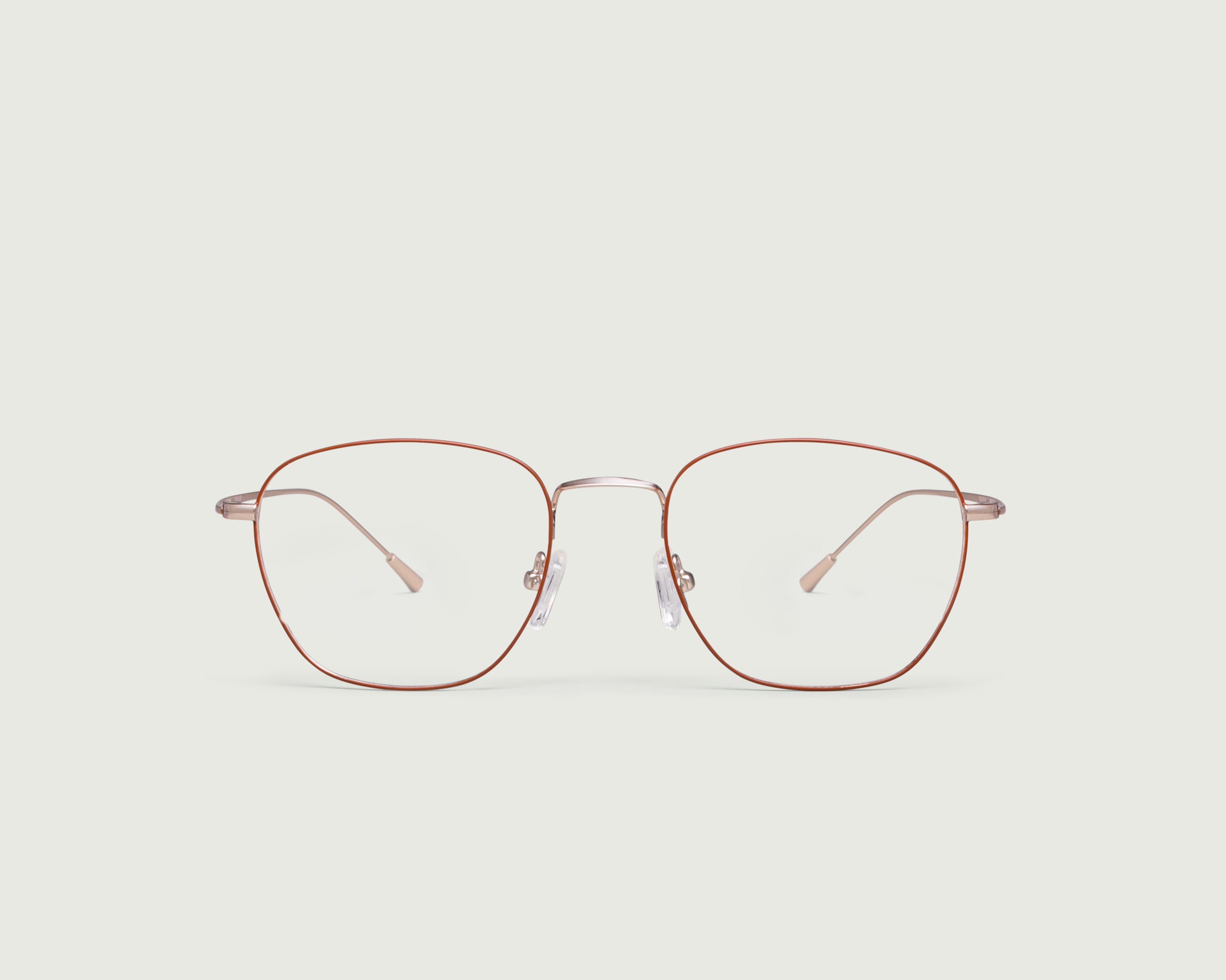 Cedar::Duke Eyeglasses square brown metal front