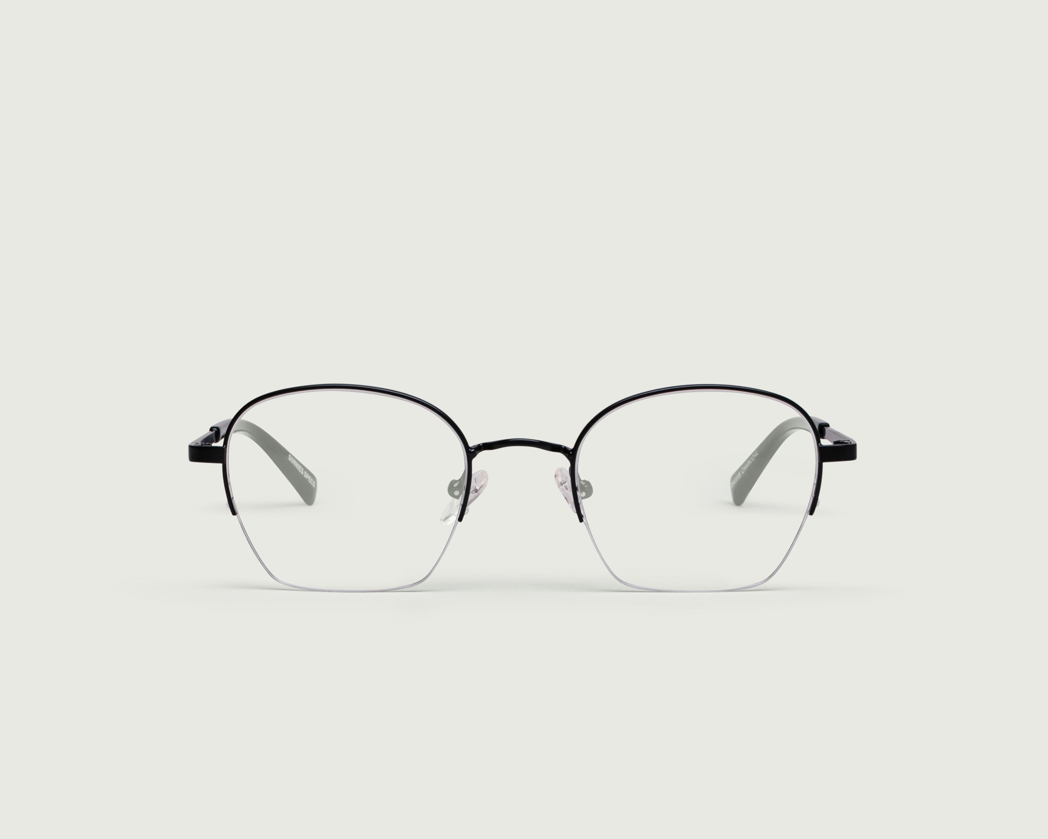 Charcoal::Davis Eyeglasses square black metal front