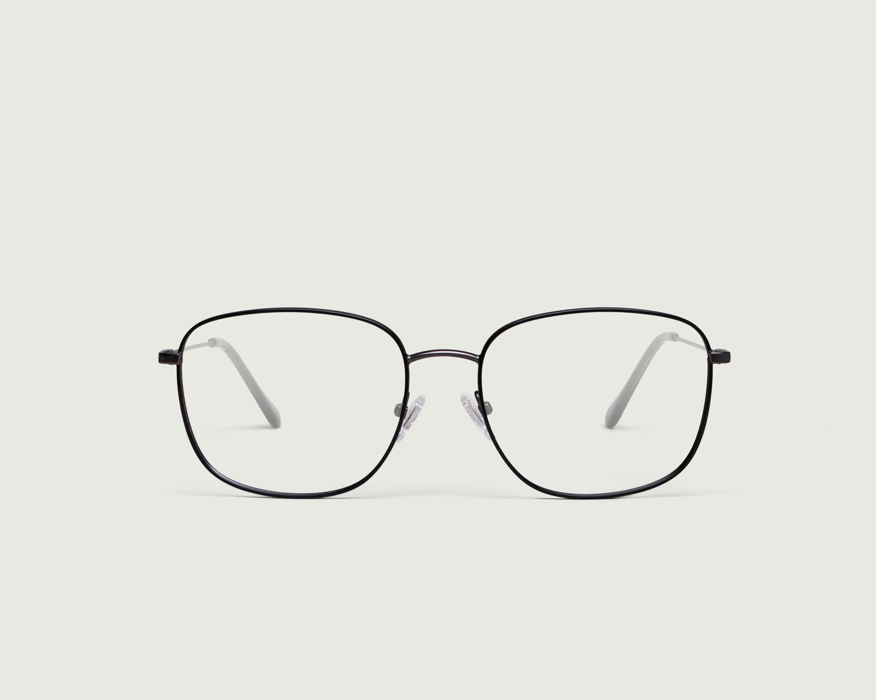 Charcoal::Henri Eyeglasses square black metal front