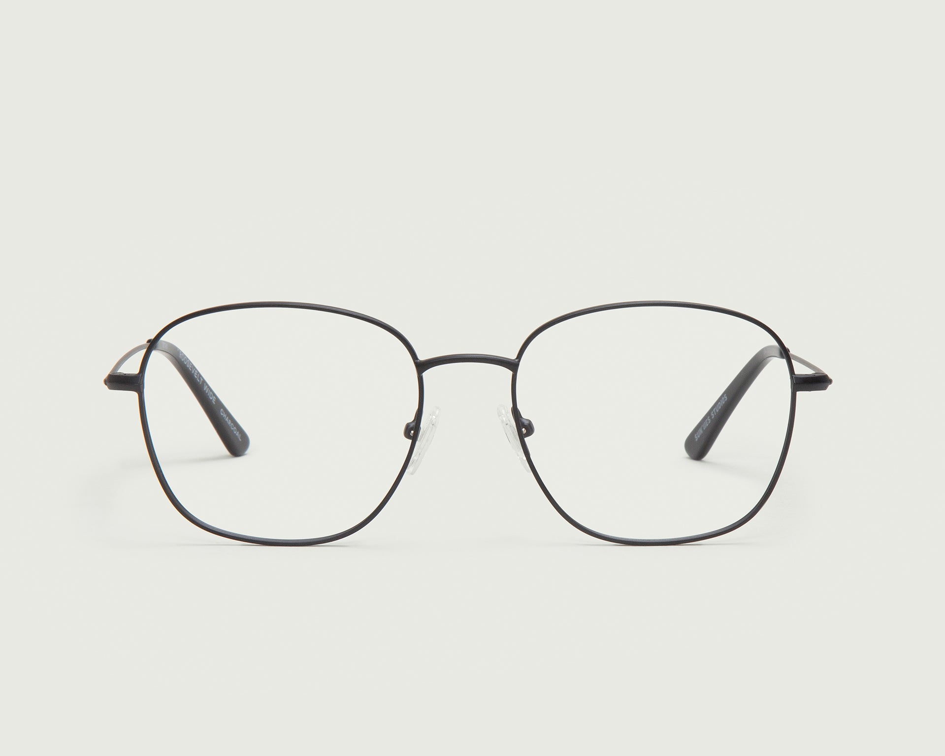Charcoal::Roosevelt Wide Eyeglasses square black metal front