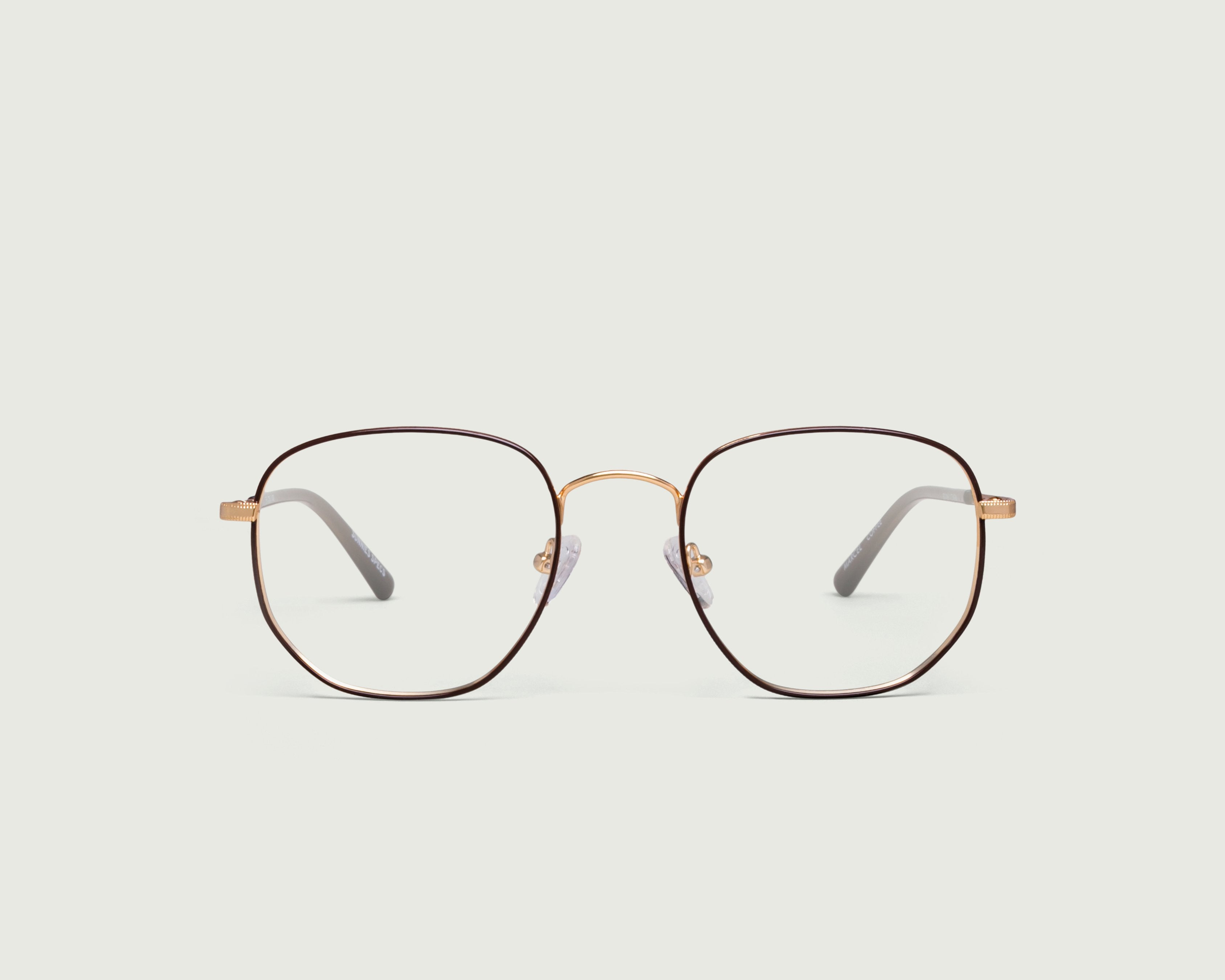 Coffee::Marcel Eyeglasses square brown metal front