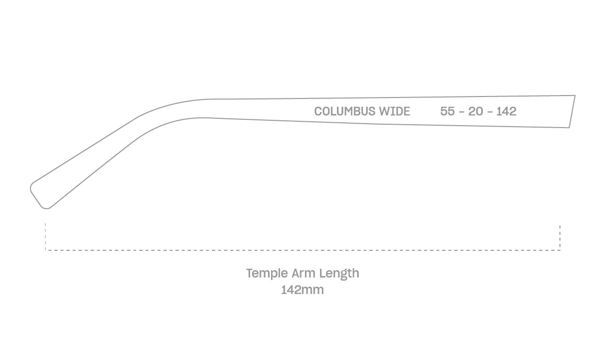measurement::arm length Columbus Wide Eyeglasses square castor seed