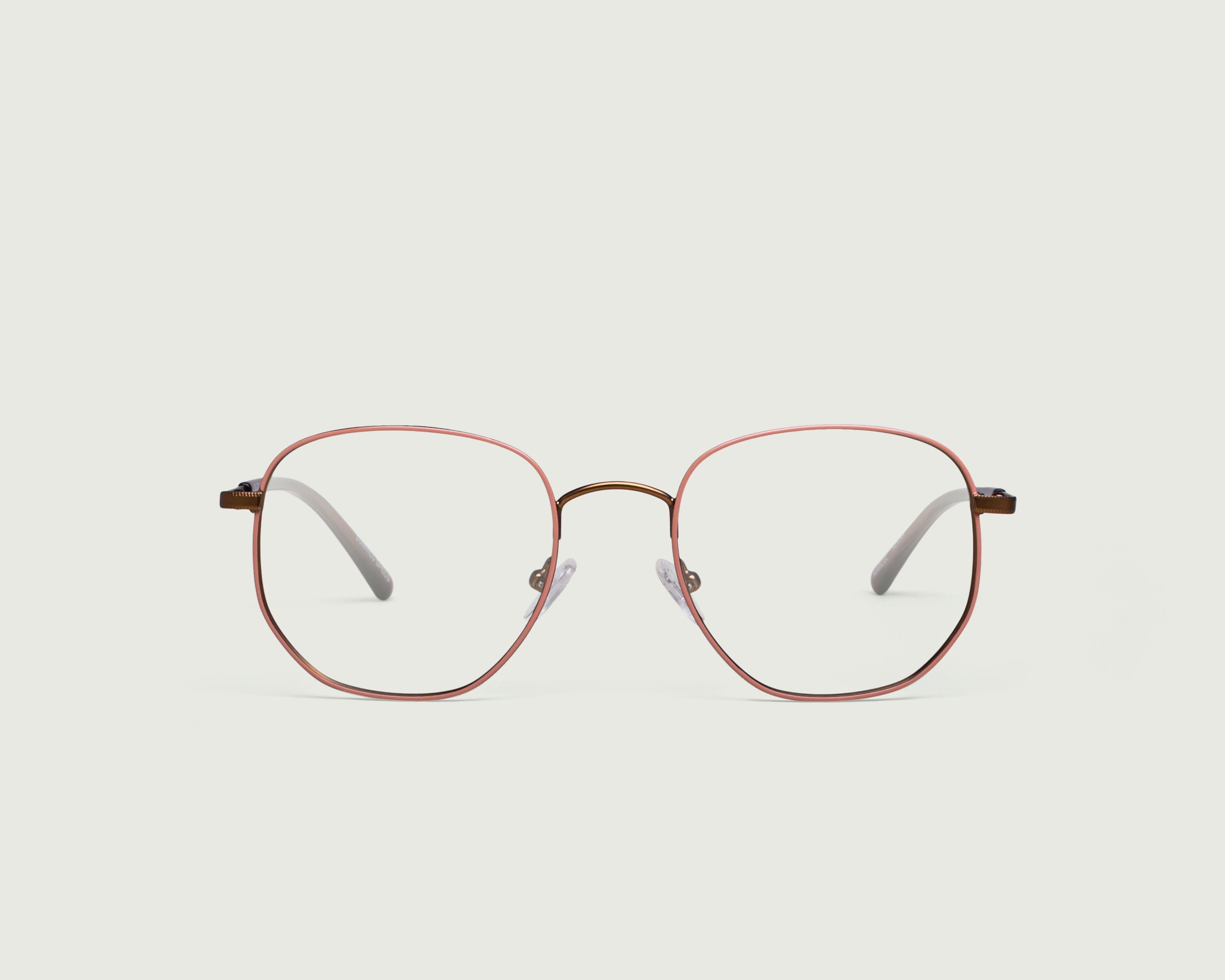 Henna::Marcel Eyeglasses square brown metal front