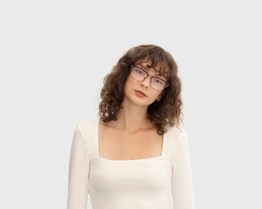 women Barragan Eyeglasses browline black plastic